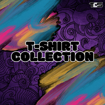 Vibrant background with bold text reading 'T-Shirt Collection' – showcasing premium logo and branded tees for car enthusiasts by That Detail Shop.