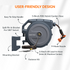 The auto-rewind system,hose locker and 9-mode hose nozzle makes the hose reel more convenient to use.