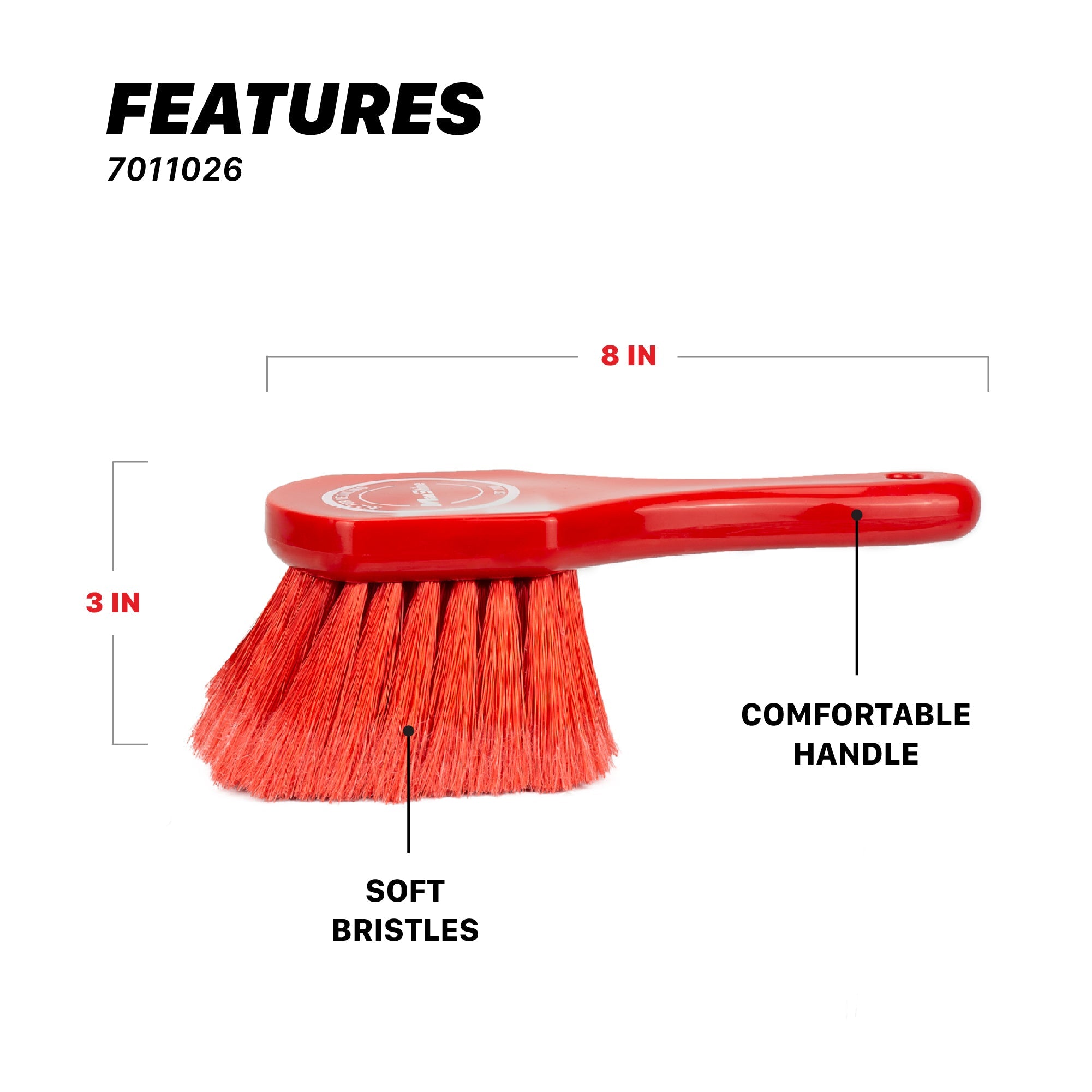 Car Wheel Brush - PVC Bristles, PP Handle, 8" Long The car wheel brush is medium to light-duty for cleaning the wheels. Crafted from a PP handle and PVC hair