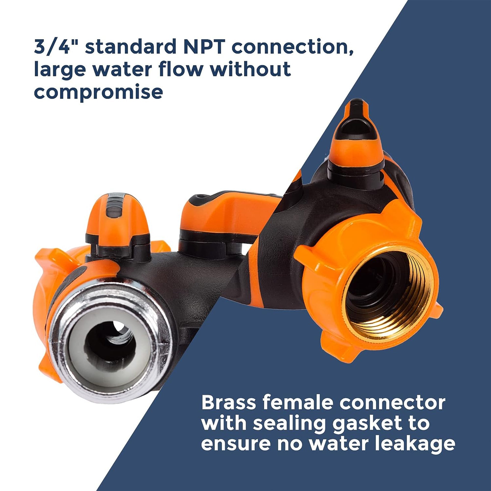 The Giraffe water hose splitter is made of high-quality brass which is rust-resistant and corrosion-resistant. Its all-brass construction ensures superior