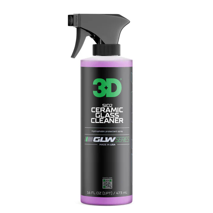 3D Car Care 3D GLW SIO2 Ceramic Glass Cleaner 16oz in use - professional detailing application