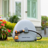 Enjoy no-drill, auto-rewind watering with the Giraffe Tools Ground-Mounted Retractable Hose Reel. Perfect for lawns, patios, and concrete—tidy, durable, and