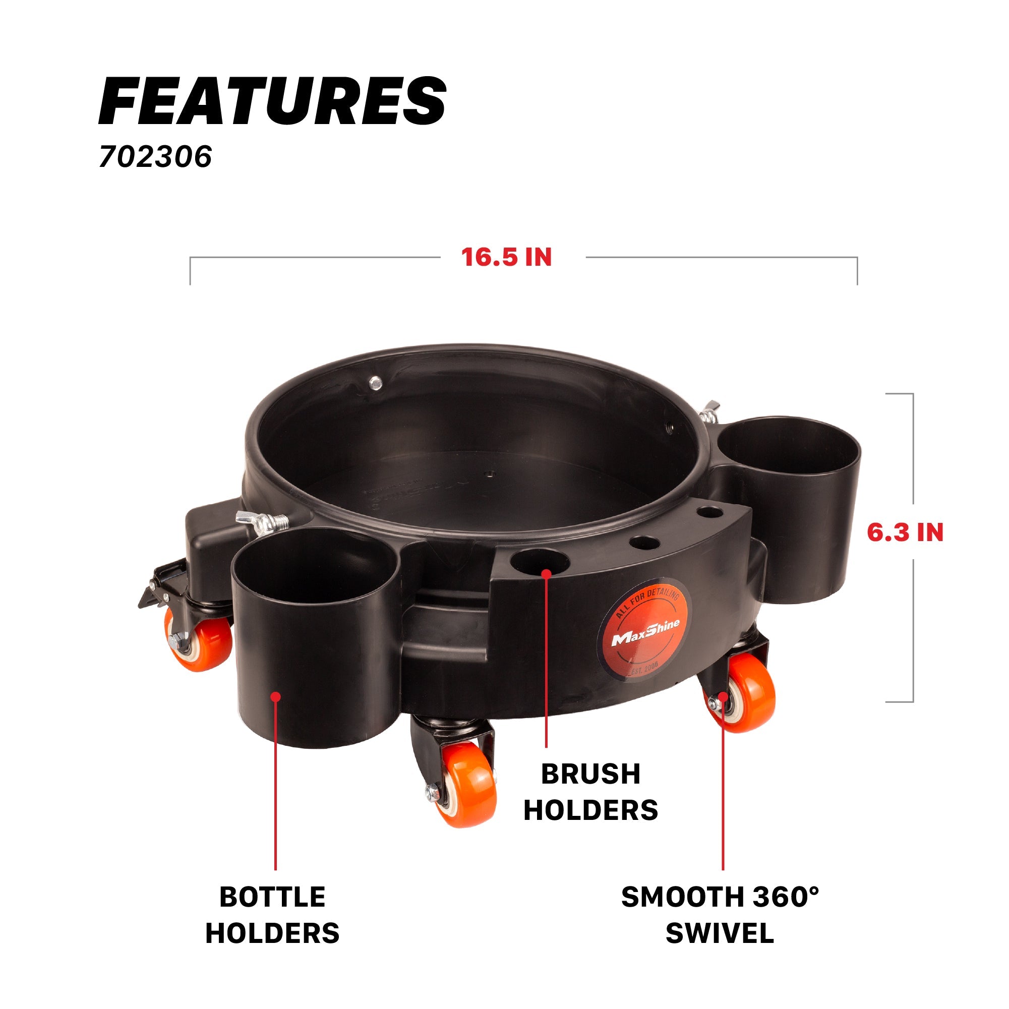 Maxshine Rolling Bucket Dolly - detail shot 4