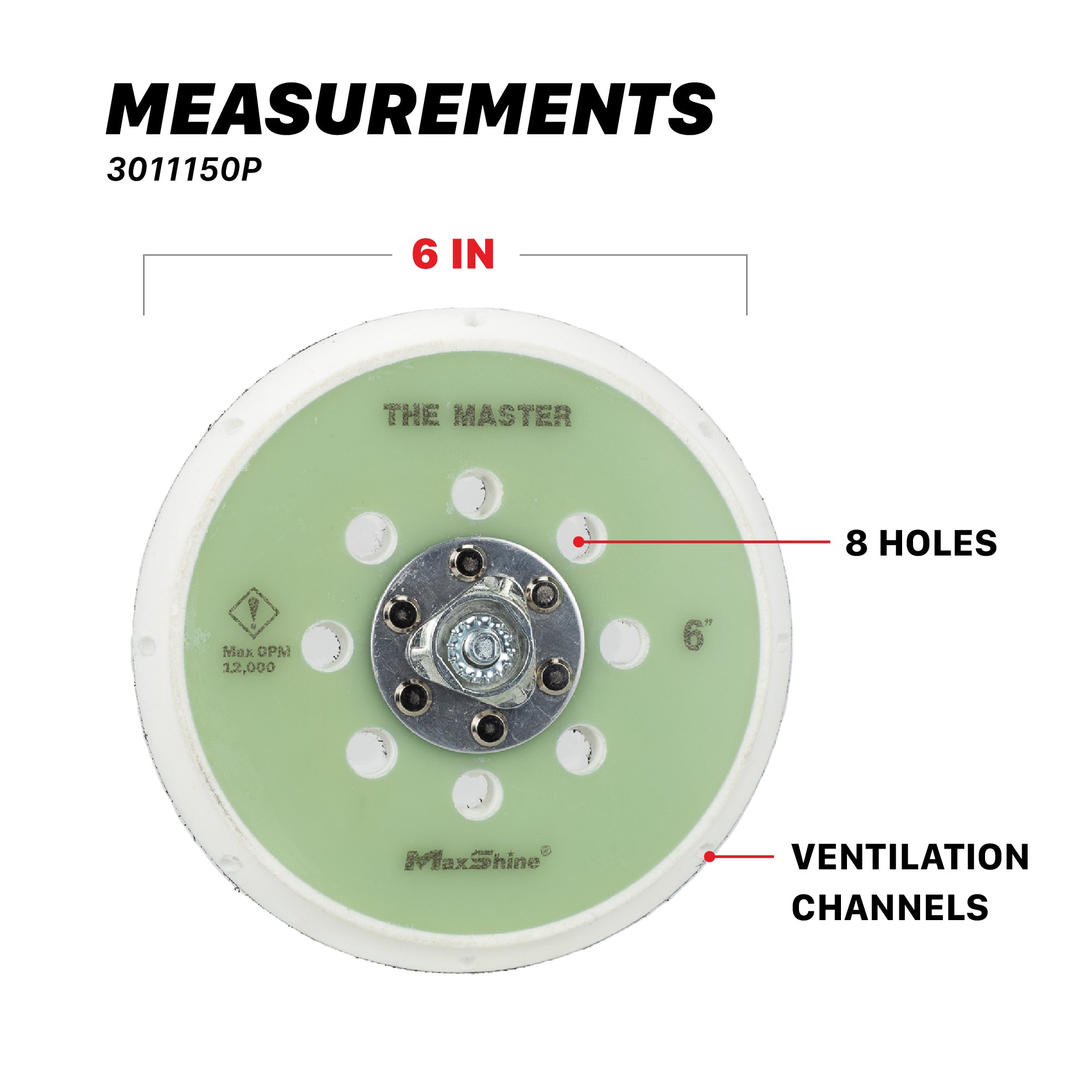 Maxshine 6 inch DA Backing Plates | Pro Series Dual Action Backing Plates - M15 Pro, M21 Pro - detail shot 6