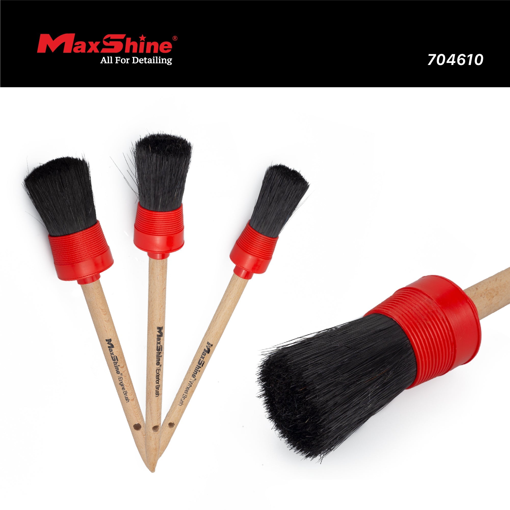 Maxshine Auto Detailing Brush Set product closeup - auto detailing equipment