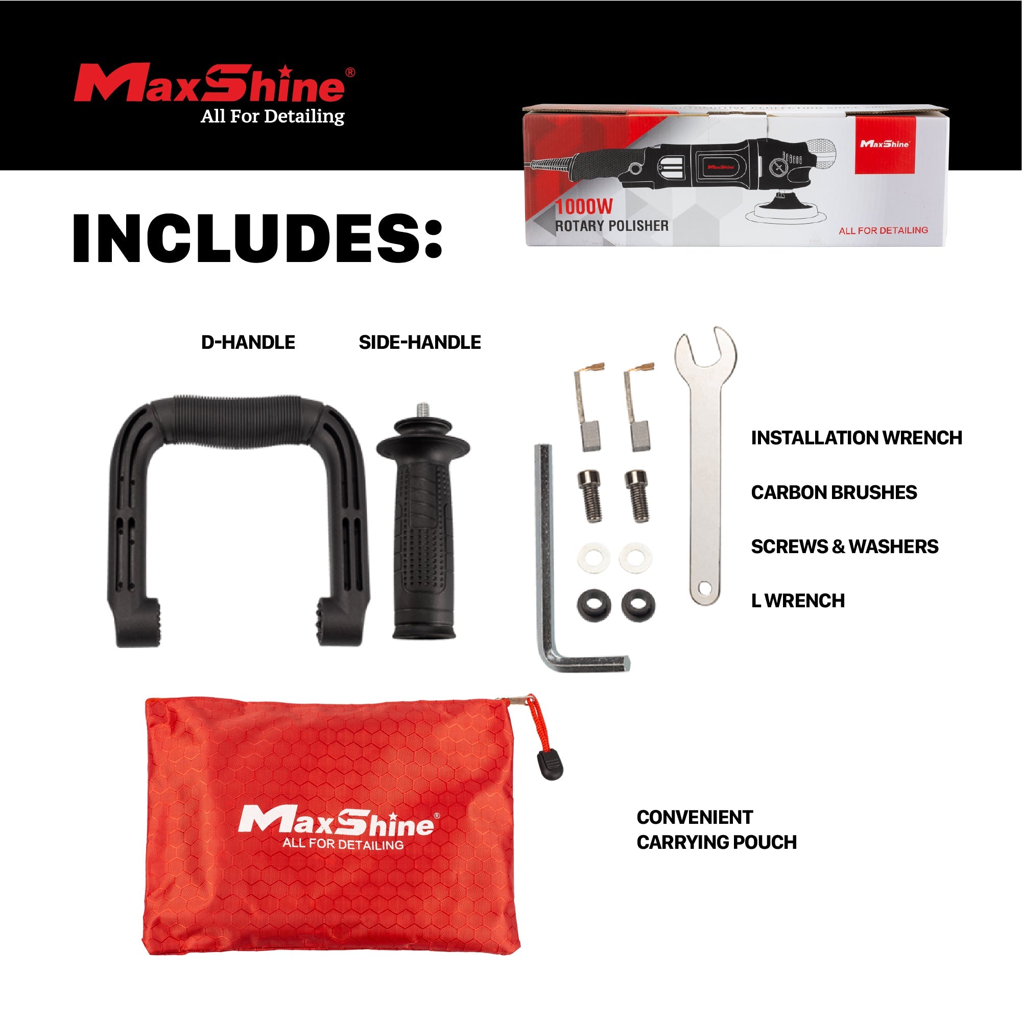 Maxshine Rotary Polisher Buffer | M1000 - 5in Plate, 1000W in use - professional detailing application