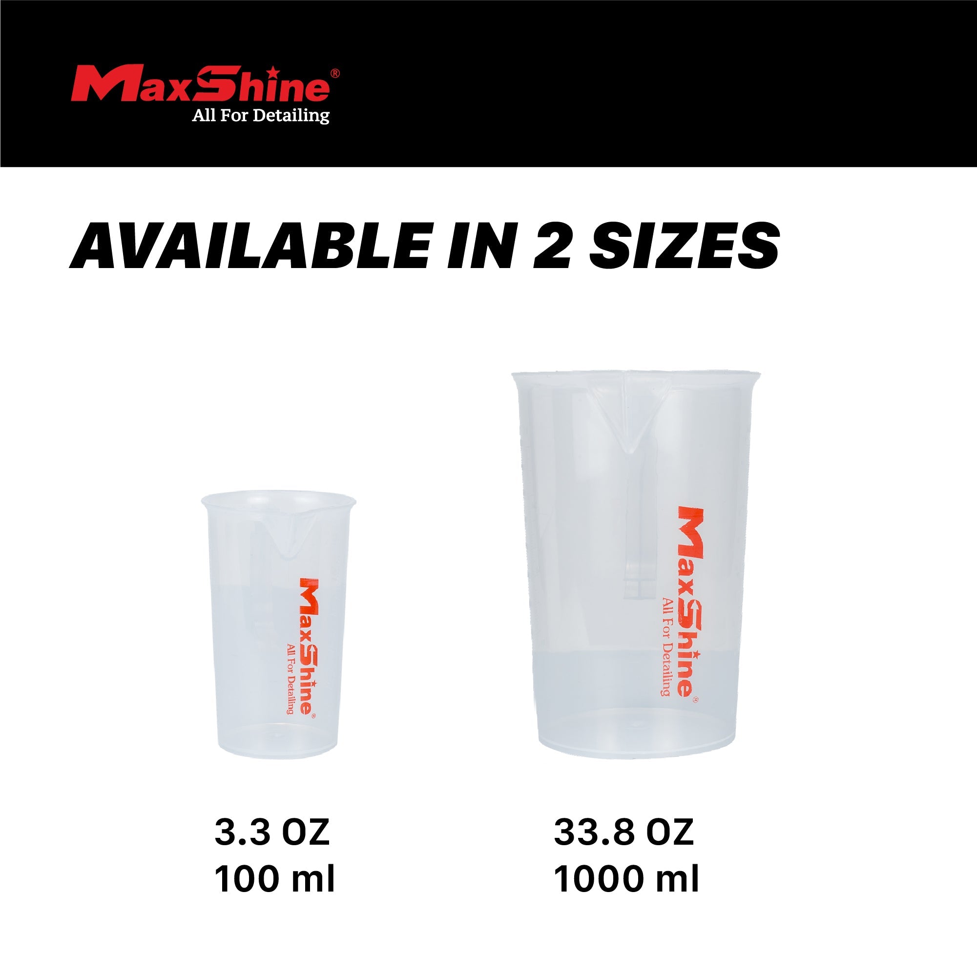 Measuring Cups – Transparent, 100ml or 1000ml, Chemical Resistant, High Accuracy The automotive measuring cups are constructed from robust food-grade