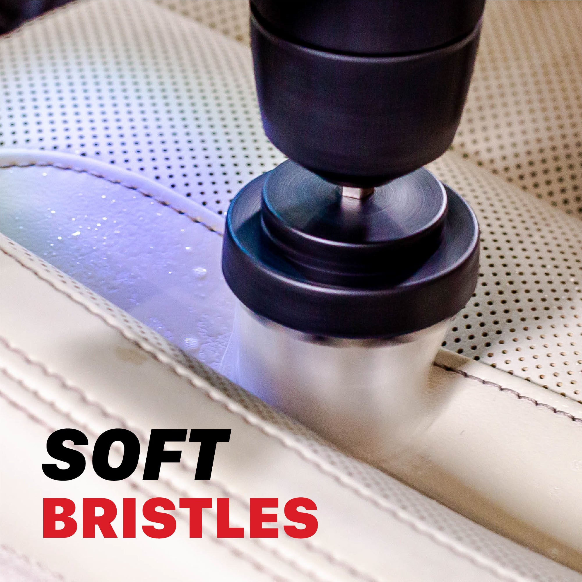 Fabric Drill Brush The fabric drill brush attaches to a drill machine. It boasts 100% polypropylene transparent bristles, combining sturdy and gentle fibers to
