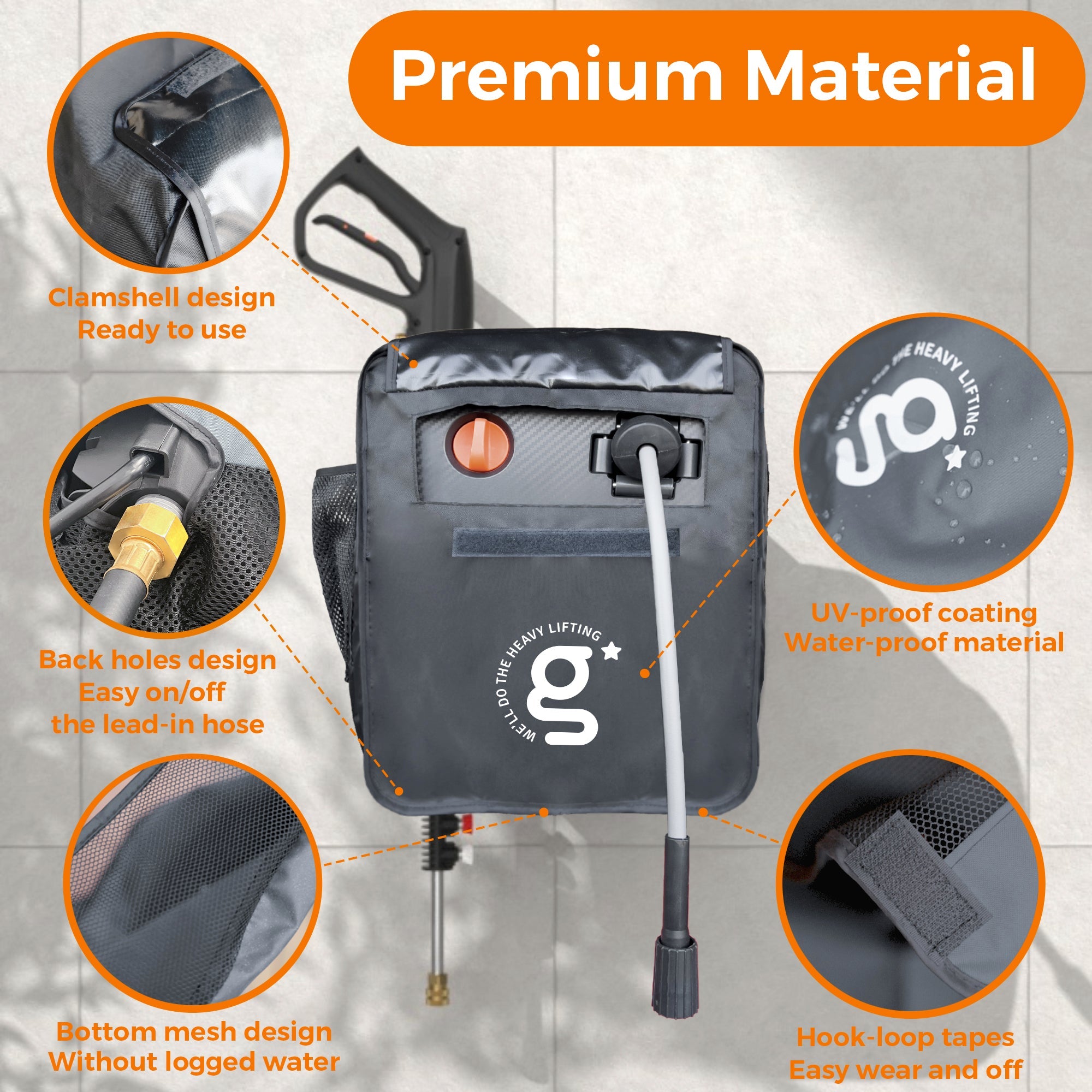 Giraffe Tools Grandfalls Pressure Washer Cover is specially crafted, it can help extend the outer casing's lifespan and shield the pressure washer from the