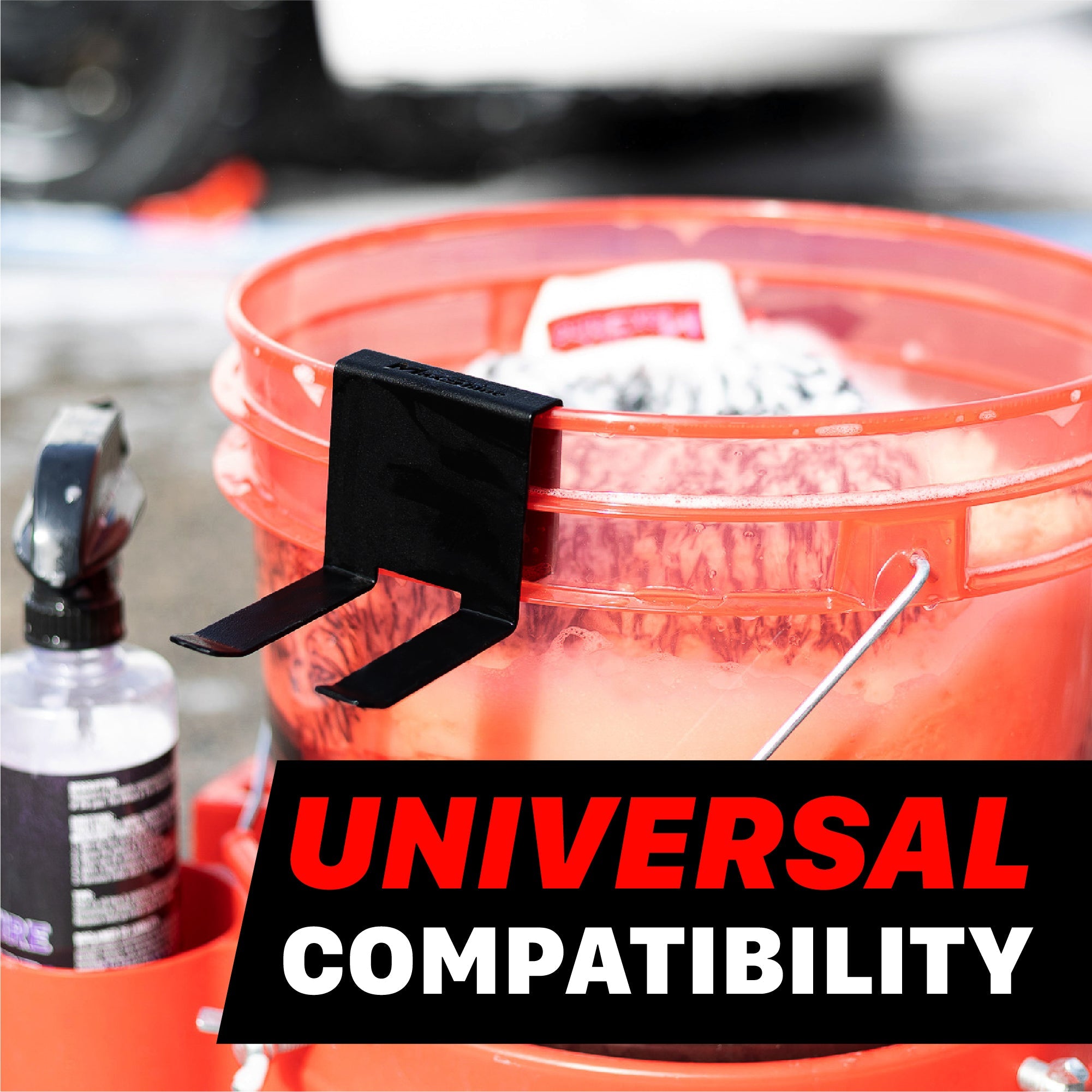 Foam Cannon Bucket Mount Our Foam Cannon Bucket Mounts keeps your car washing organized and efficient. This handy attachment securely integrates your foam