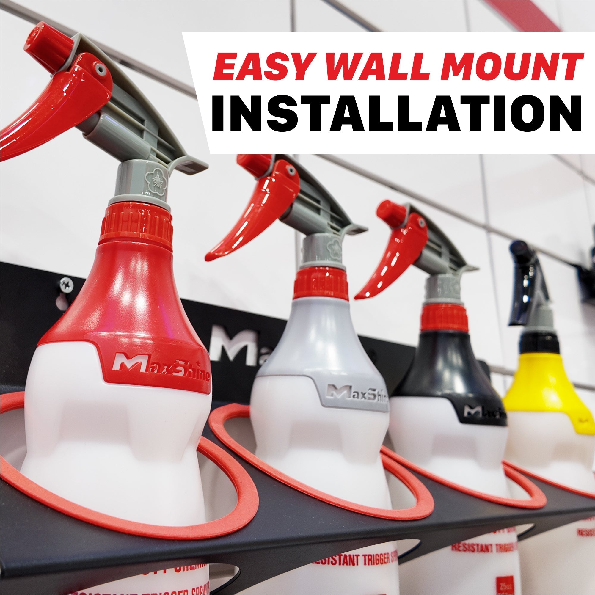 Spray Bottle Racks MaxShine Spray Bottle Racks stand above the rest. This detailing compound holder is an optimal organization solution for your 16oz, 32oz, or