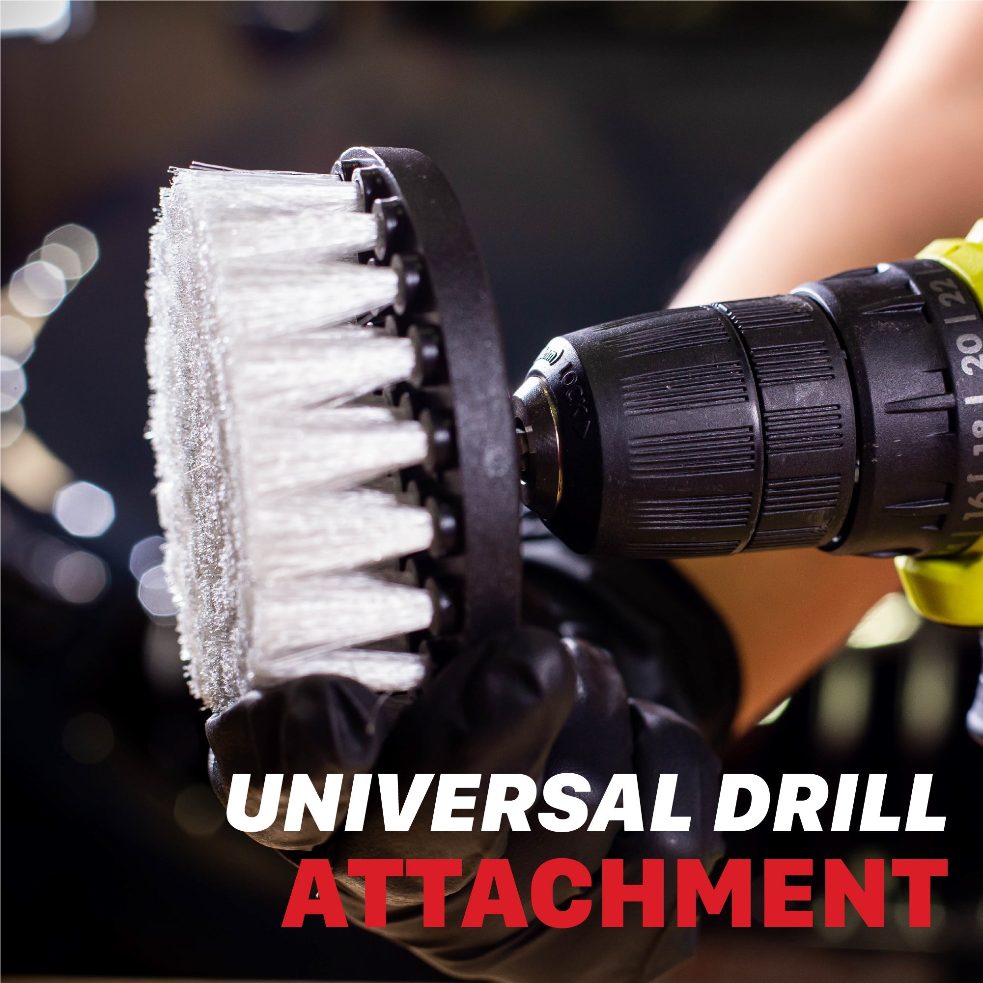 Fabric Drill Brush The fabric drill brush attaches to a drill machine. It boasts 100% polypropylene transparent bristles, combining sturdy and gentle fibers to