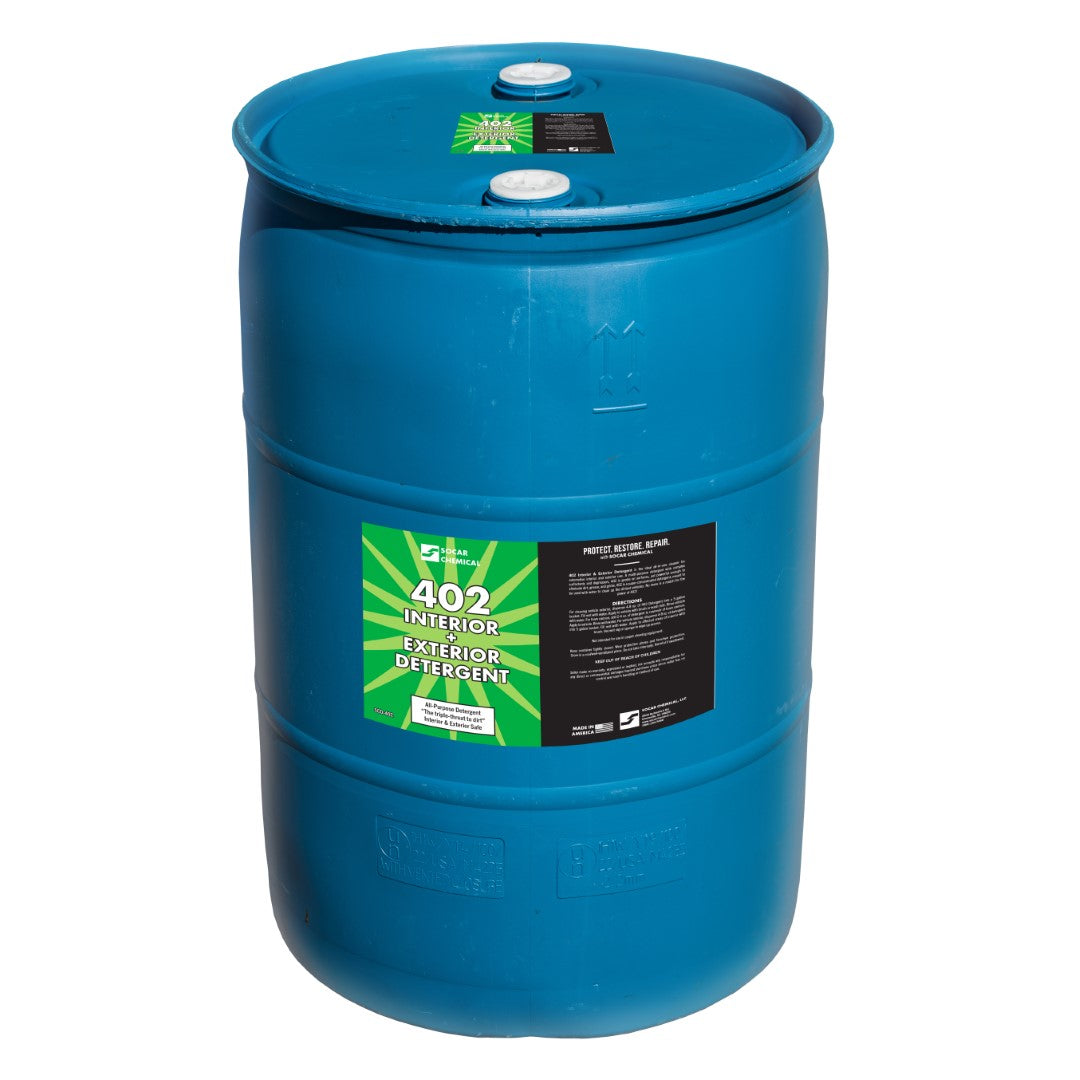 402 Interior + Exterior Detailer is a soapy, all-purpose-cleaner concentrate for automotive interior and exterior use. A multi-purpose detergent with complex