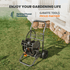 The hose reel cart has a heavy-duty steel construction and a unique hose guide, it is suitable for use in a variety of environments. The garden hose cart has