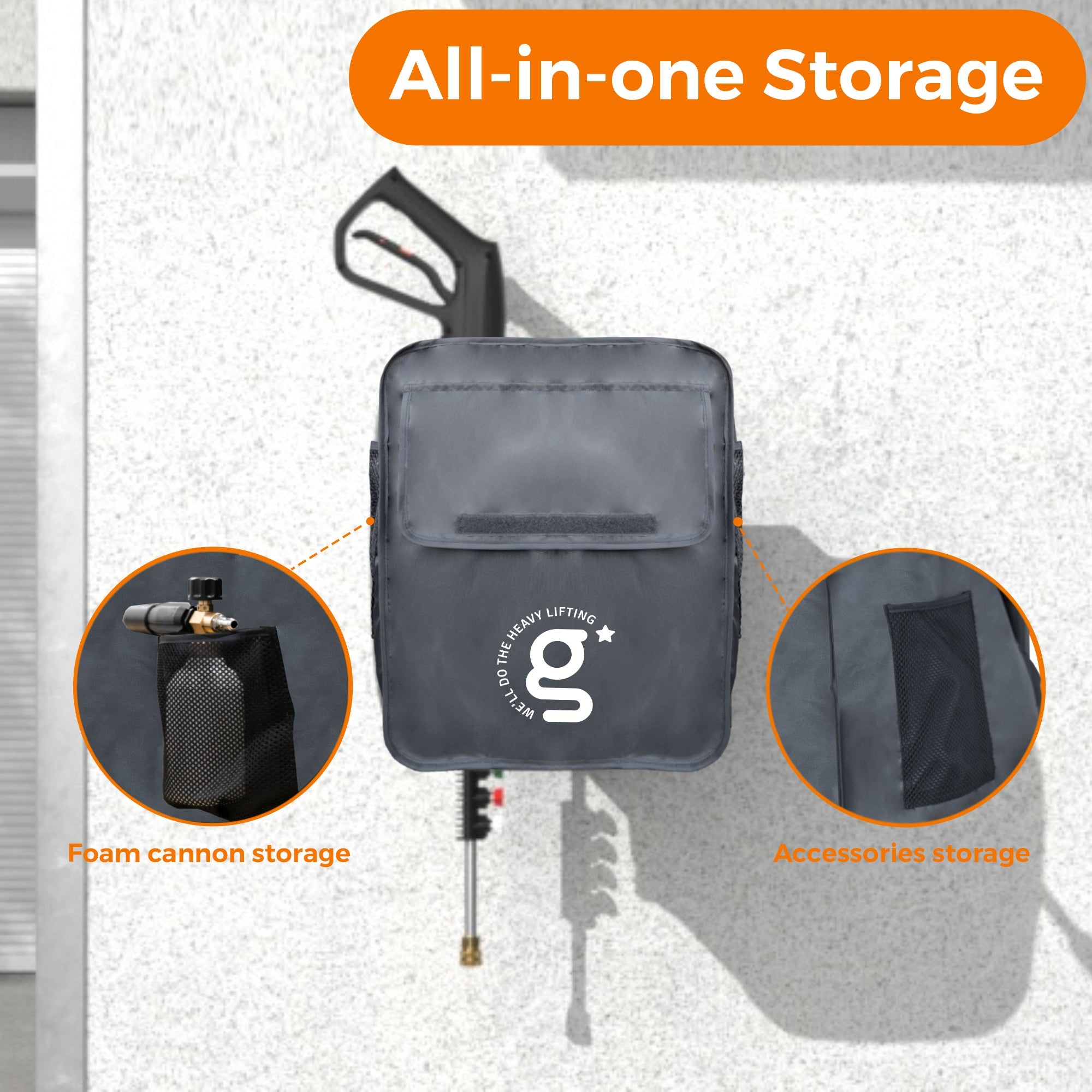Giraffe Tools Grandfalls Pressure Washer Cover is specially crafted, it can help extend the outer casing's lifespan and shield the pressure washer from the