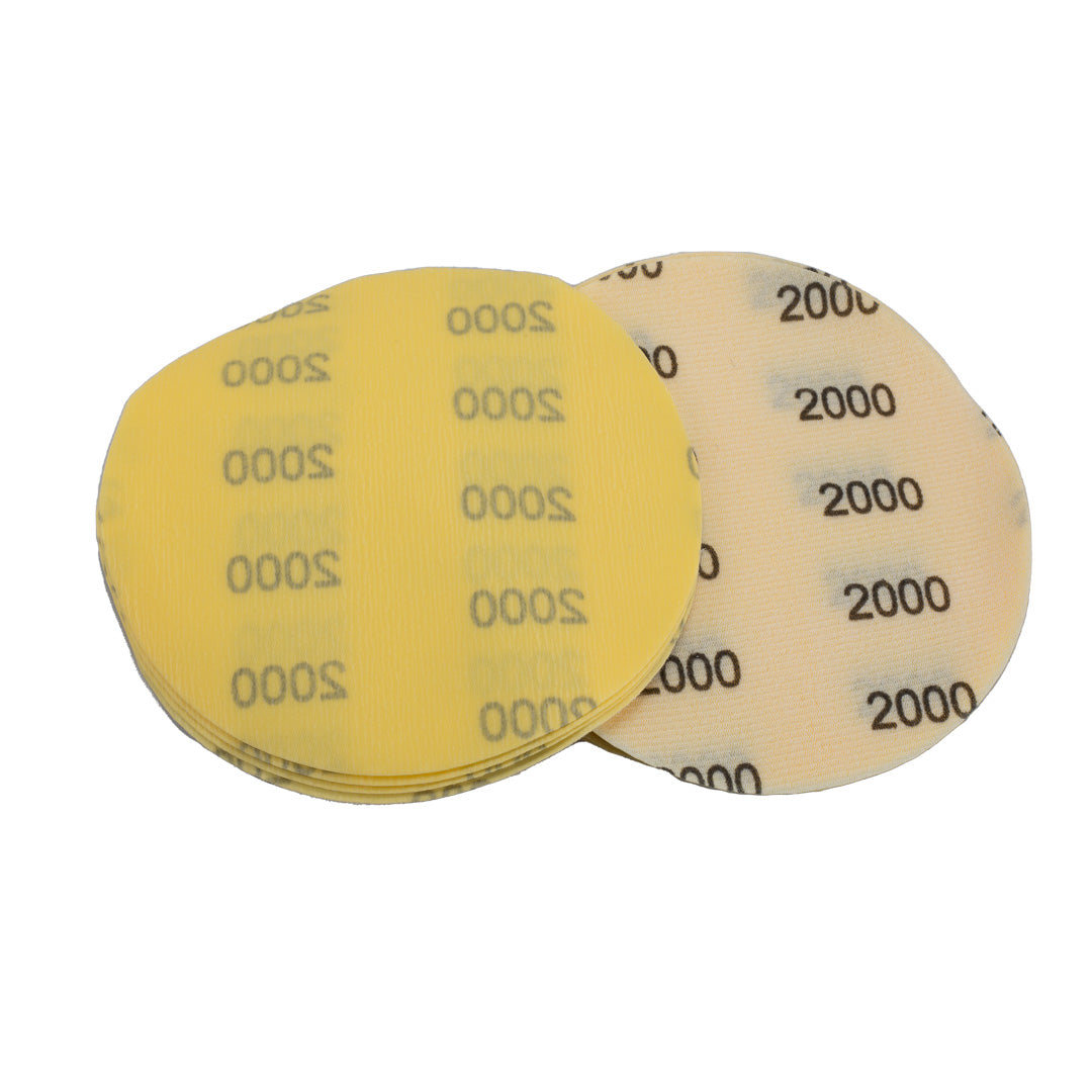 The 6" Sanding Paper Discs The sanding paper discs include 6-inch discs with fine grit ranging from 1200, 1500, 2000, and 3000 grits, working perfectly on