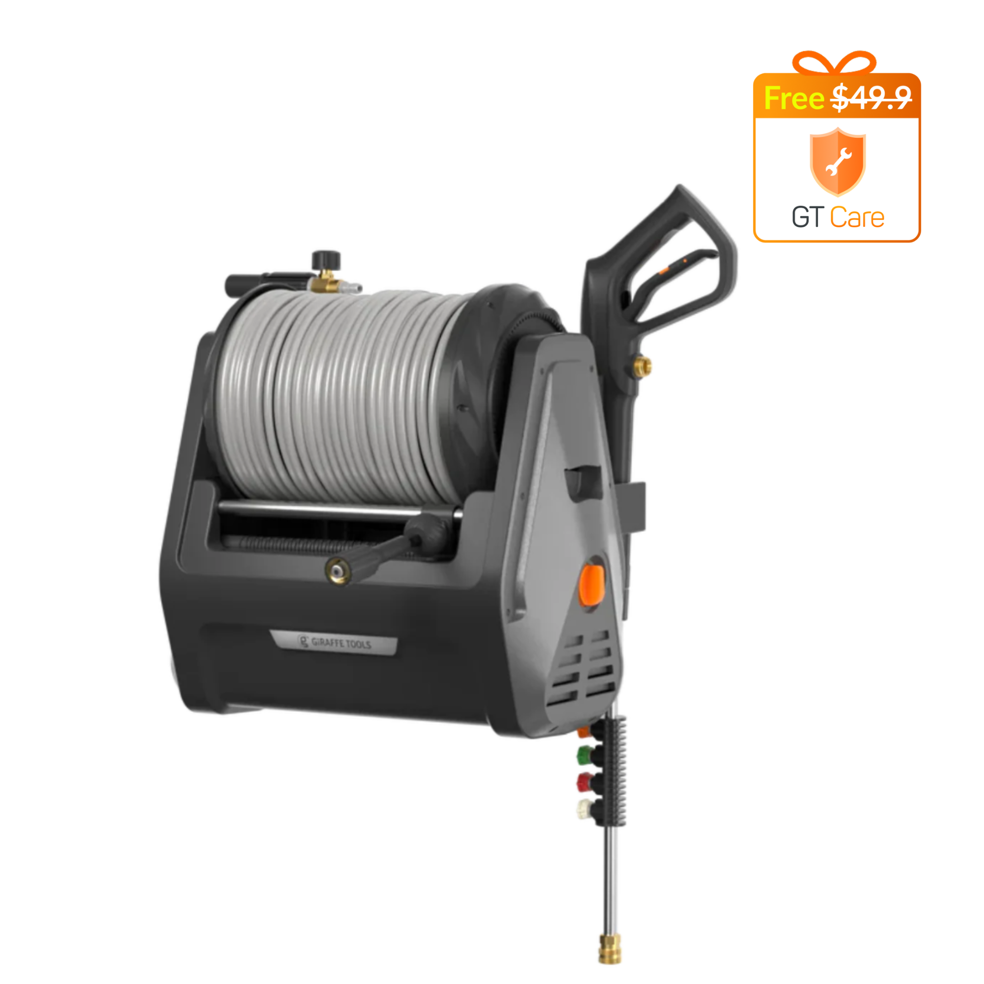 Grandfalls Retractable Pressure Washer Plus has an auto-retraction high-pressure washer which can help you finish our cleaning tasks efficiently.