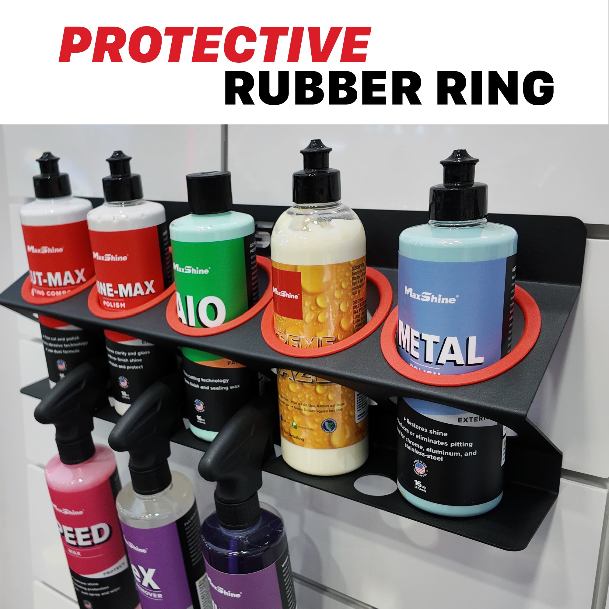 Spray Bottle Racks MaxShine Spray Bottle Racks stand above the rest. This detailing compound holder is an optimal organization solution for your 16oz, 32oz, or