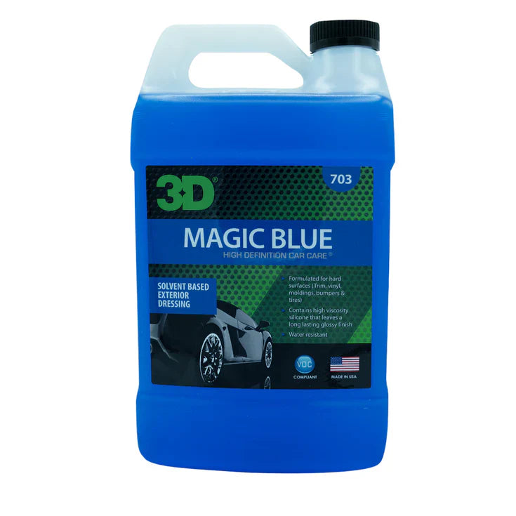 3D Car Care 3D MAGIC BLUE TIRE DRESSING GALLON in use - professional detailing application