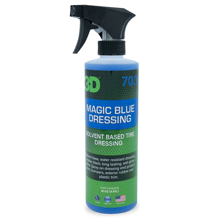 3D Car Care 3D MAGIC BLUE TIRE DRESSING 16oz in use - professional detailing application