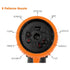 9 adjustable hose nozzle spray modes: Center, Mist, Flat, Soaker, Cone, Rinse, Shower, Angle, Vertica.