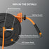 Giraffe Tools air compressor hose reel has a professional-grade all-steel construction, corrosion-resistant powder coat finish for long life and durability.