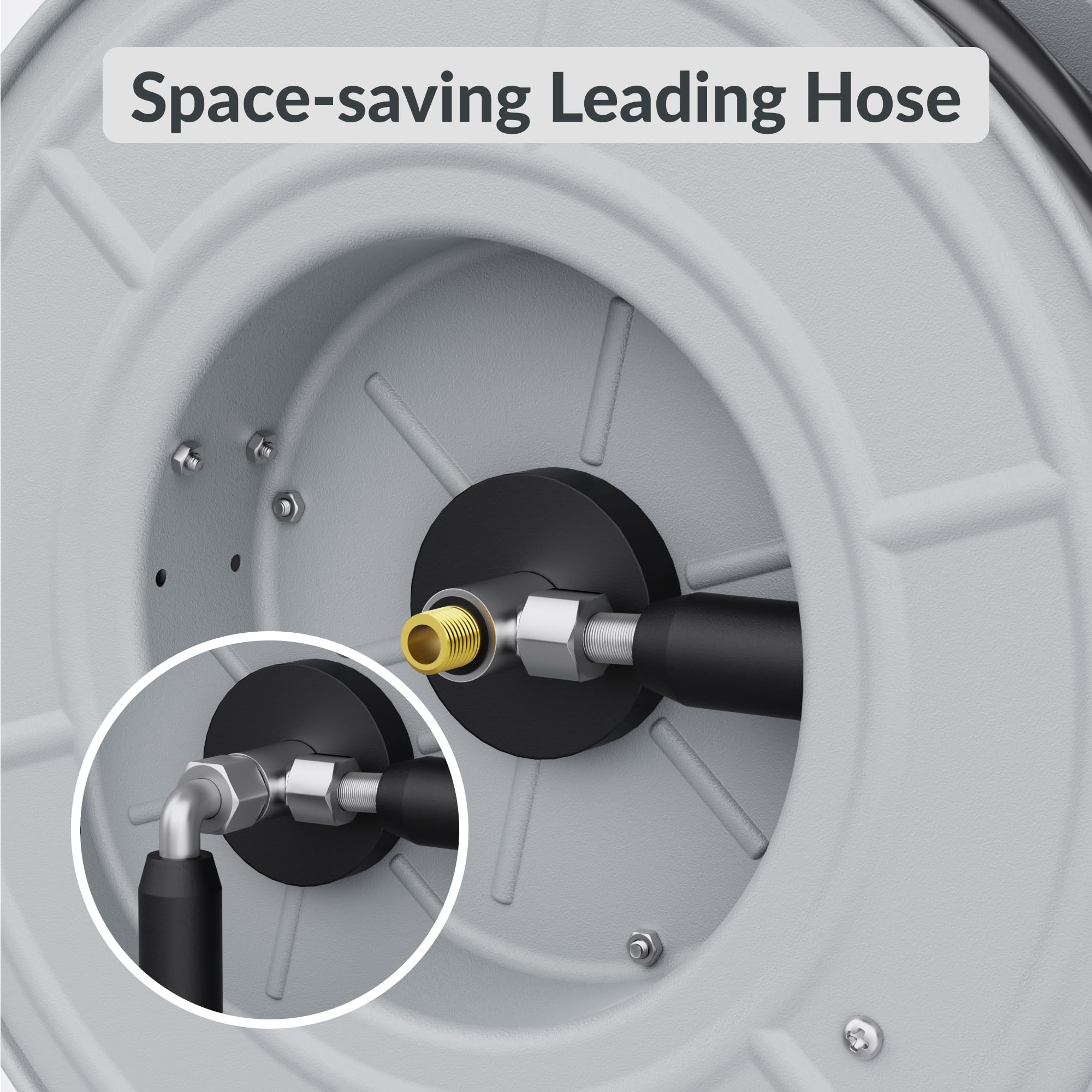 Giraffe Tools Retractable Pressure Hose Reel equipped with a locking mechanism, the hose can be adjusted to any length required, and is oil and