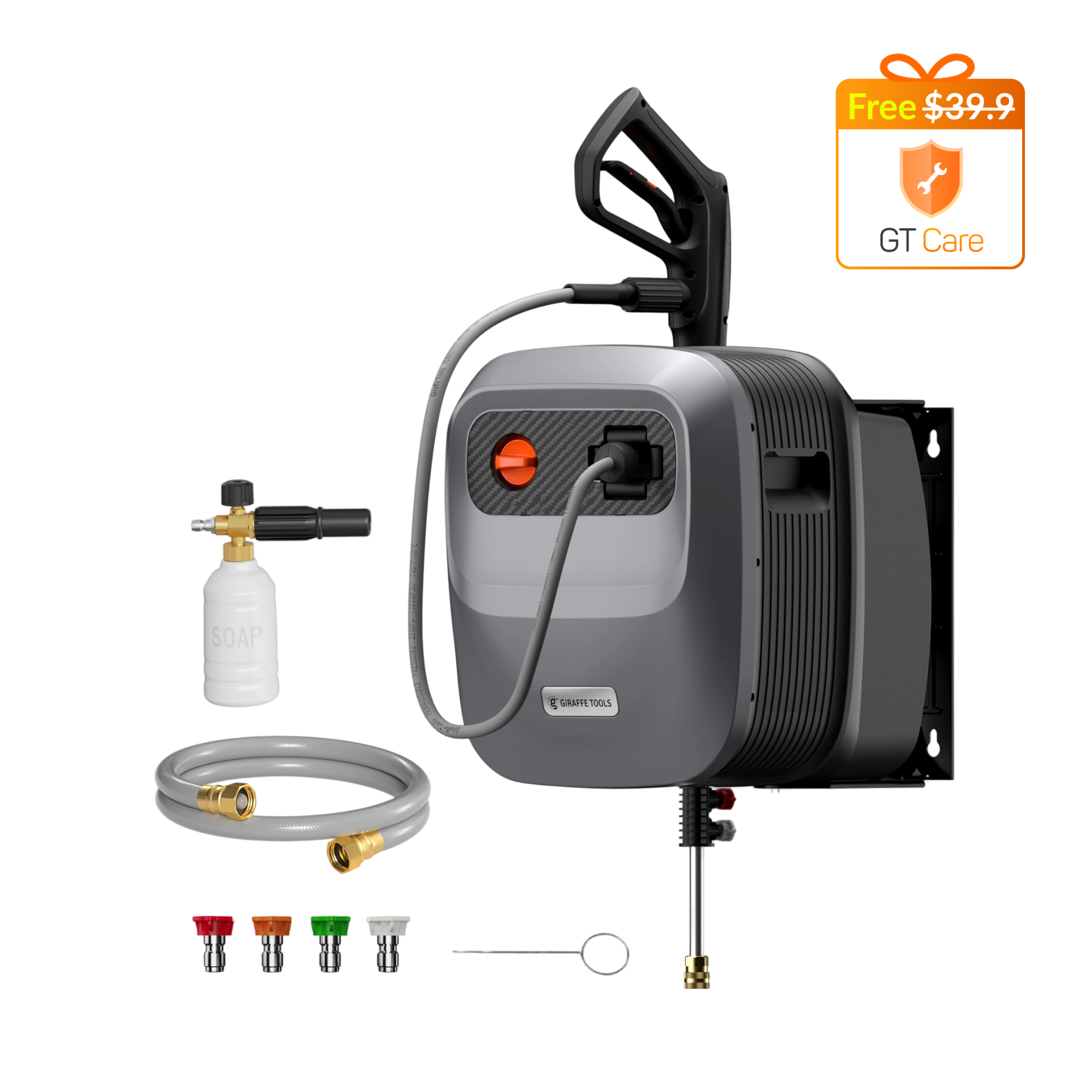 Grandfalls G20 is the newest innovation in our Grandfalls Pressure Washer collection. All-in-one units with a unique rotating wall-mounted design and