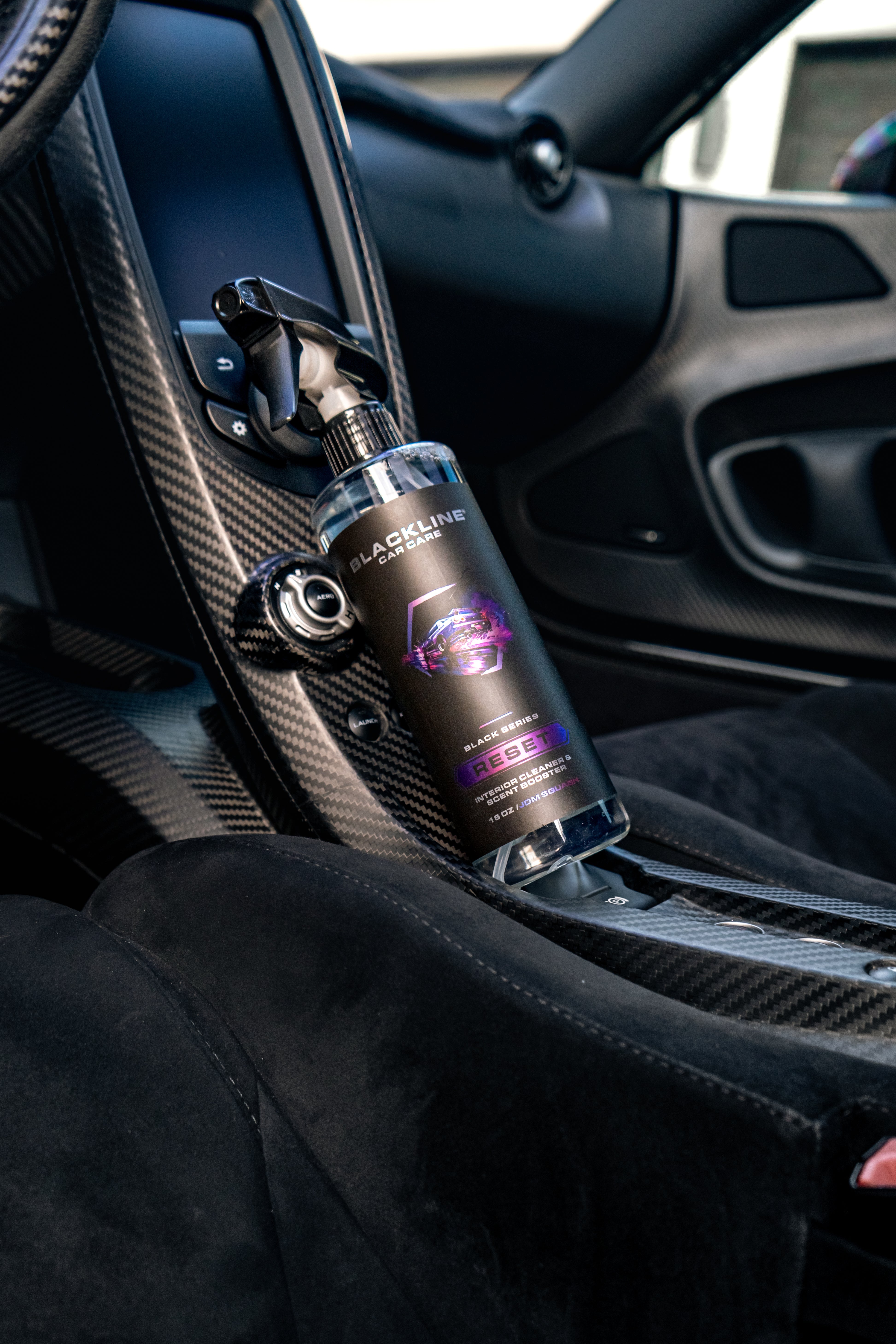 Blackline Car Care BLACKLINE® RESET INTERIOR CLEANER & SCENT BOOSTER product closeup - auto detailing equipment