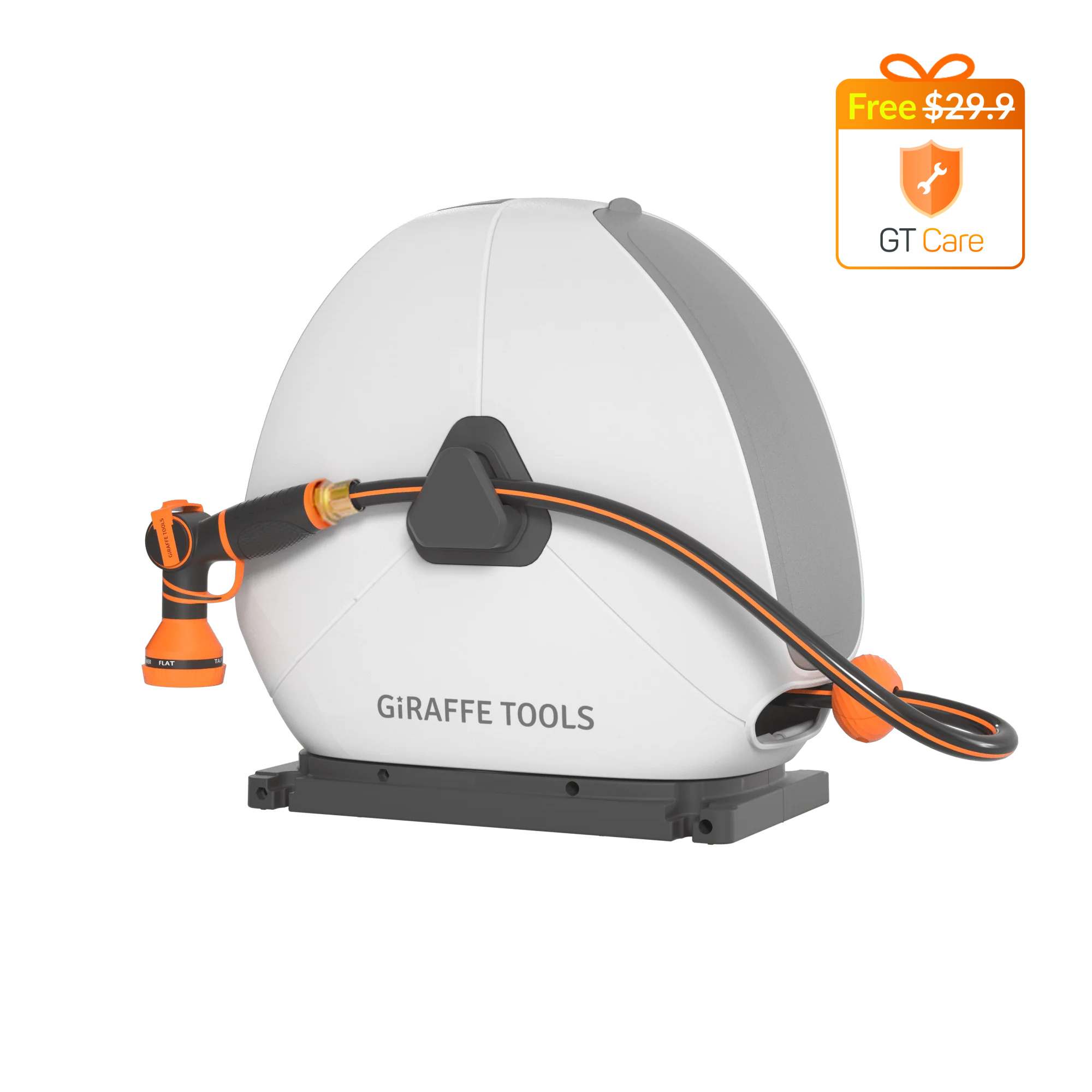 Enjoy no-drill, auto-rewind watering with the Giraffe Tools Ground-Mounted Retractable Hose Reel. Perfect for lawns, patios, and concrete—tidy, durable, and