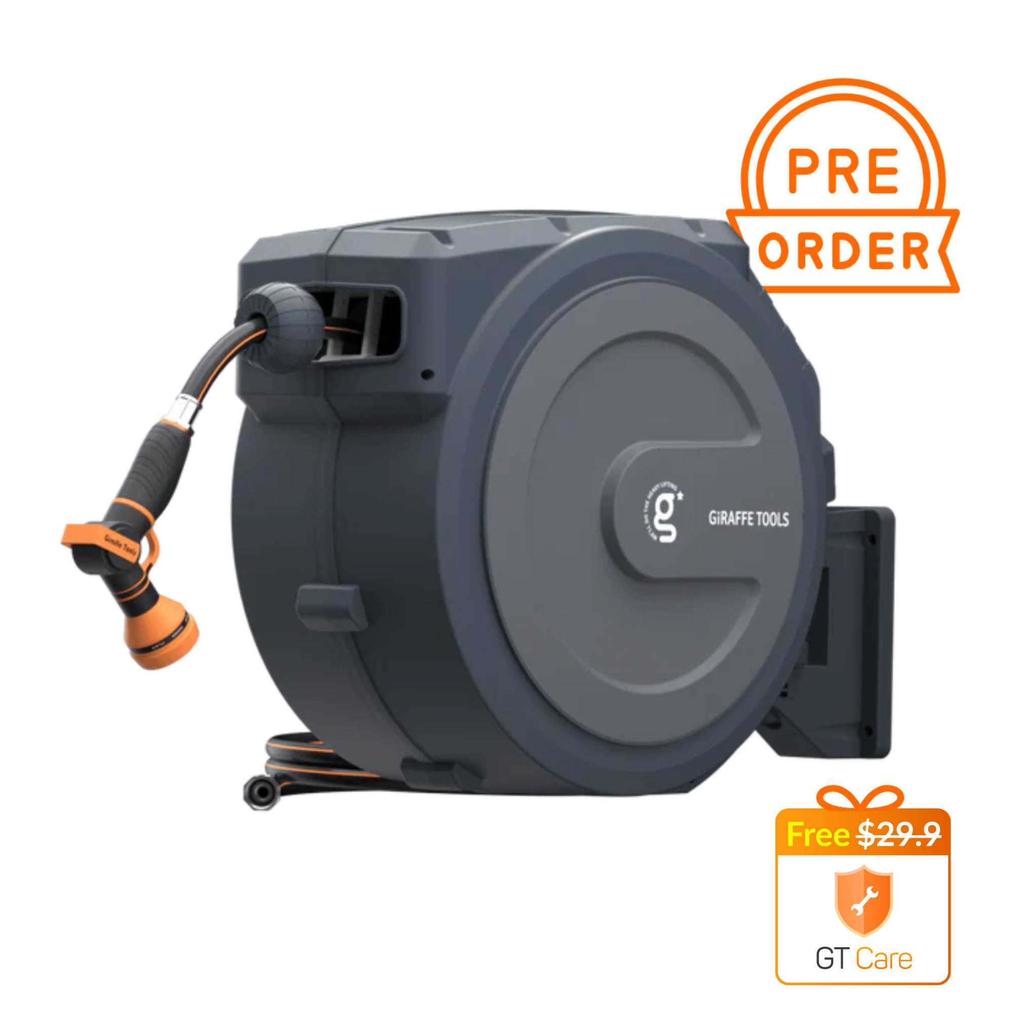The auto-rewind system,hose locker and 9-mode hose nozzle makes the hose reel more convenient to use.