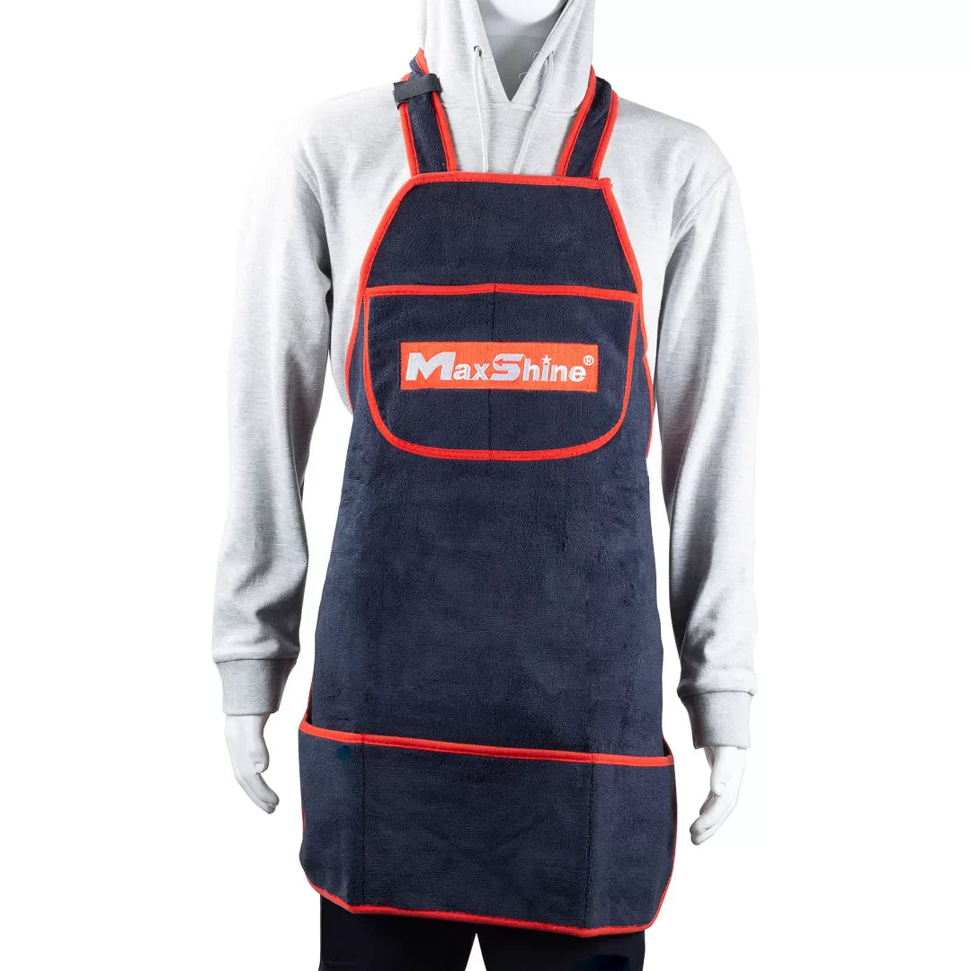Maxshine Detailing Apron - 330GSM Microfiber in use - professional detailing application
