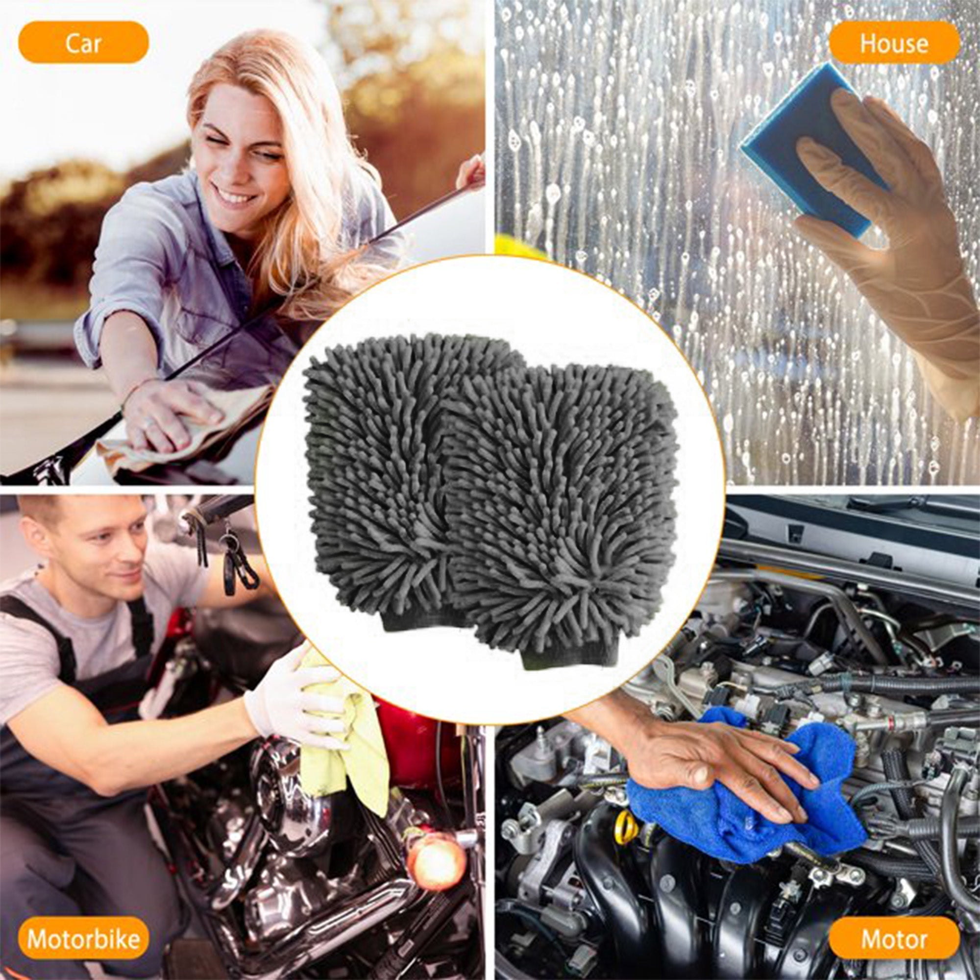 Wash & Whips Microfiber Chenille Car Cleaning Mitt - 2 Pack