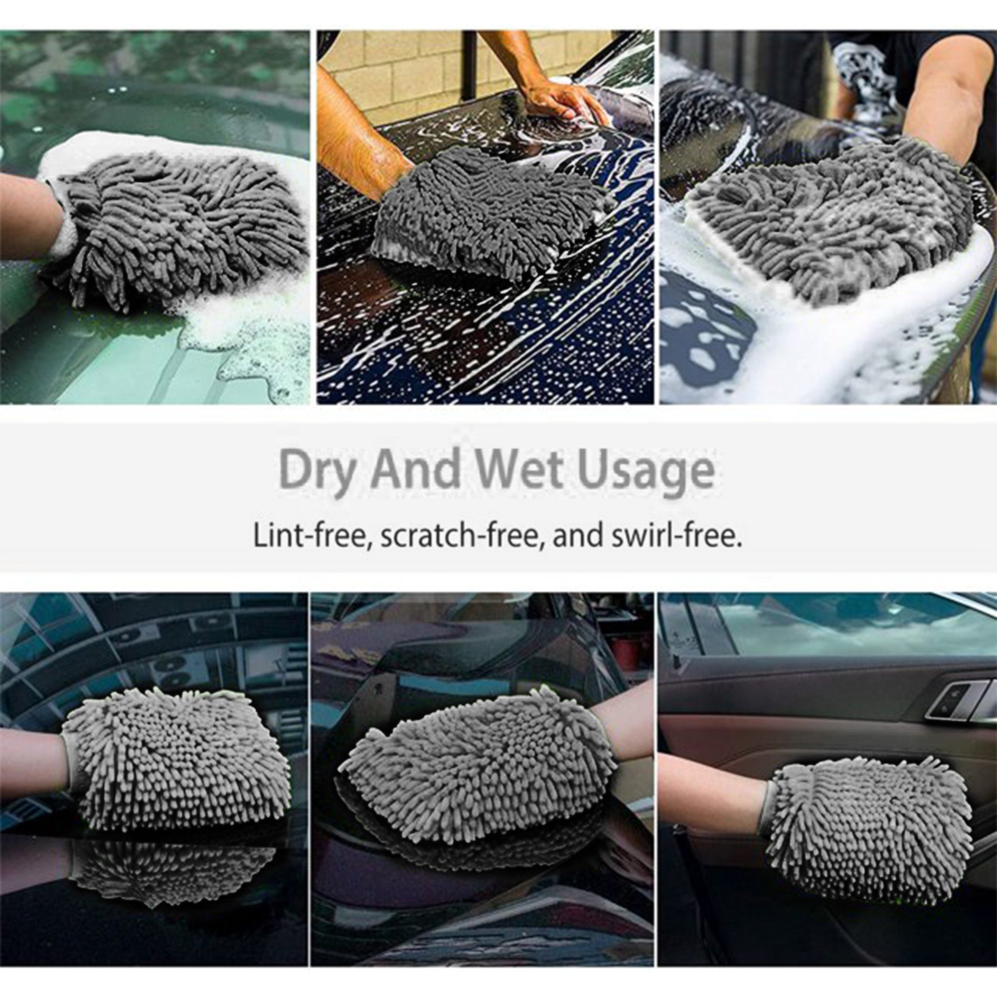 Wash & Whips Microfiber Chenille Car Cleaning Mitt - 2 Pack