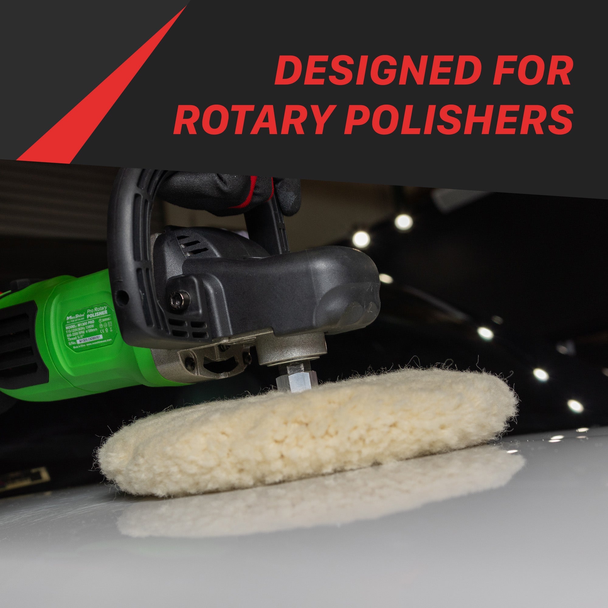 Wool Buffing Pads 9in Pads for Rotary Polisher Rotary Wool Buffing Pads are constructed from 100% Australian wool which effortlessly tackle heavy swirling