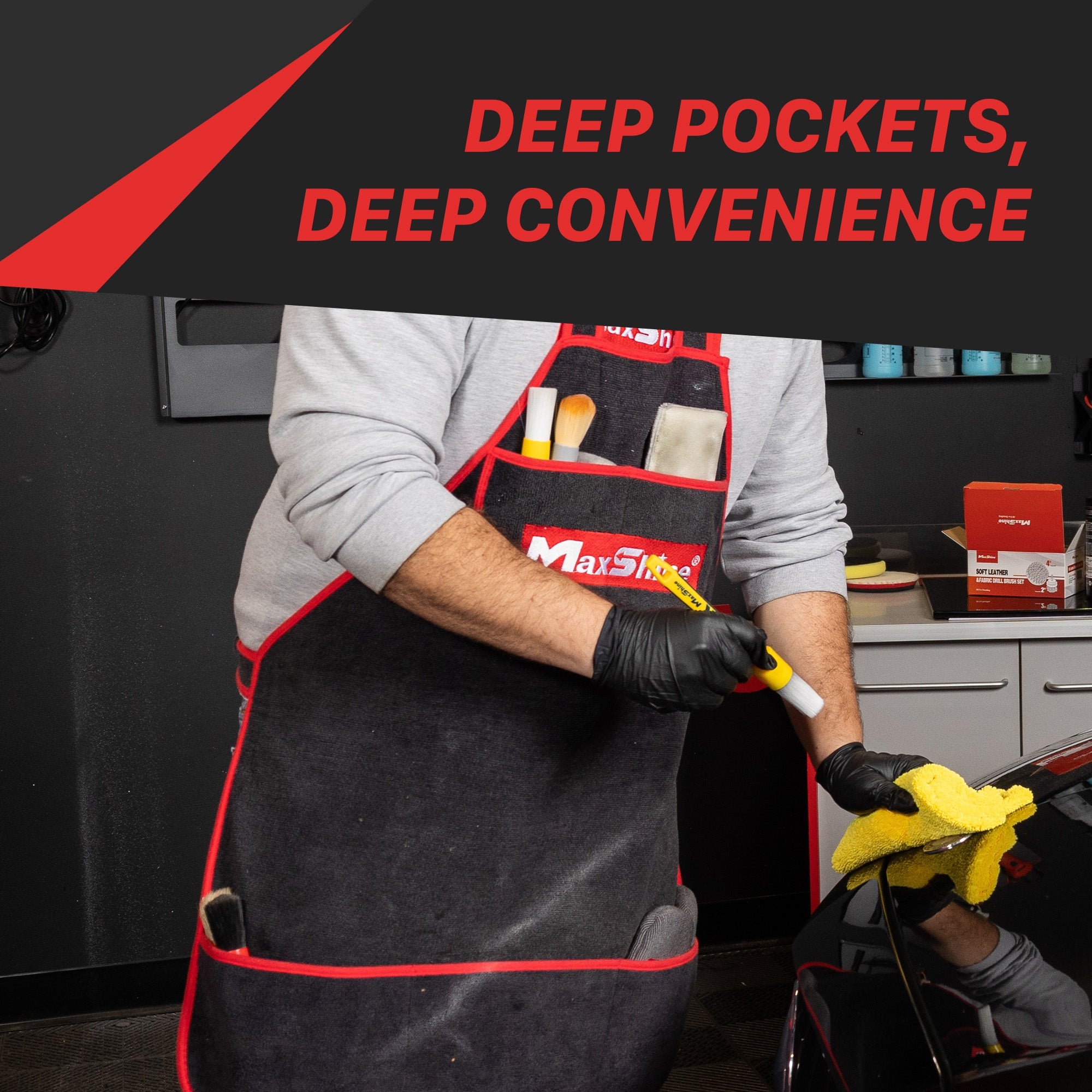 Maxshine Detailing Apron - 330GSM Microfiber - detail shot 8