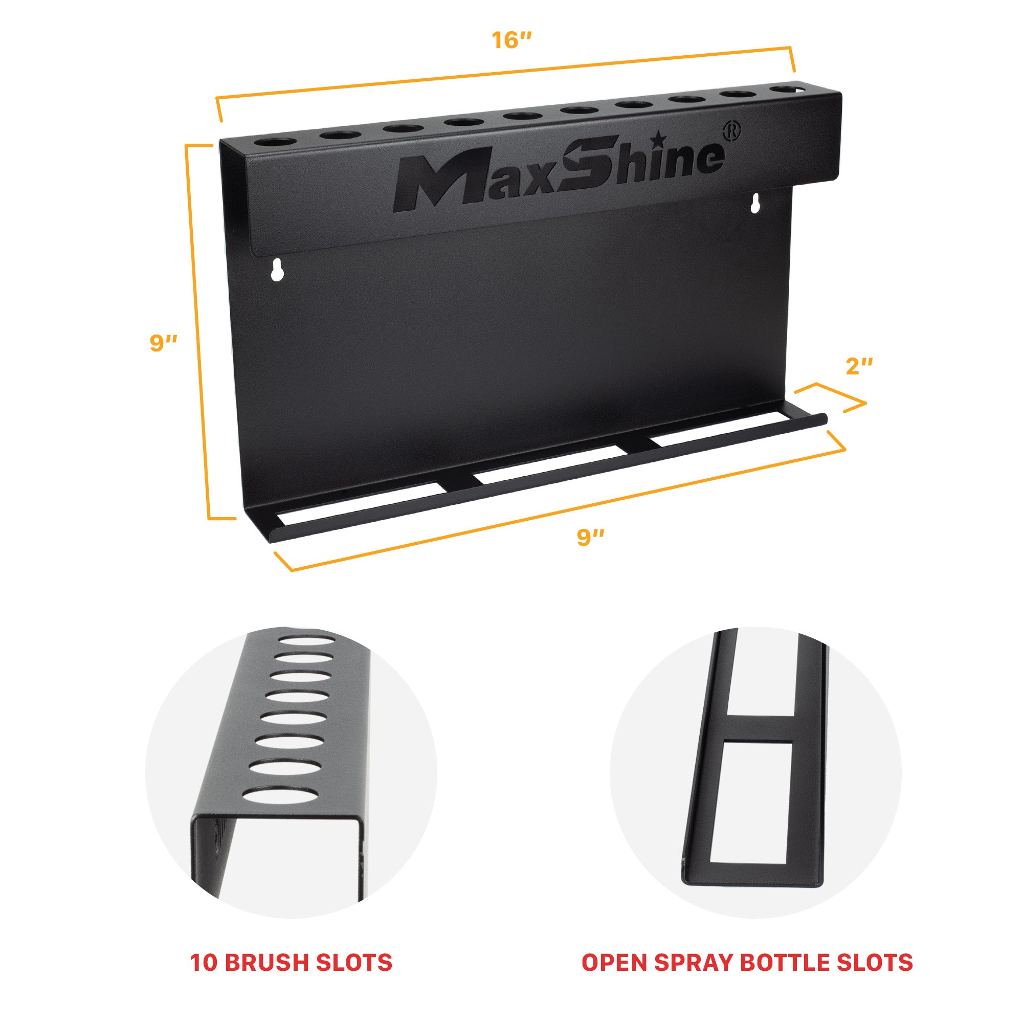 Maxshine Wall Mount Tool Holder | Brush and Trigger Bottle Holder - detail shot 5