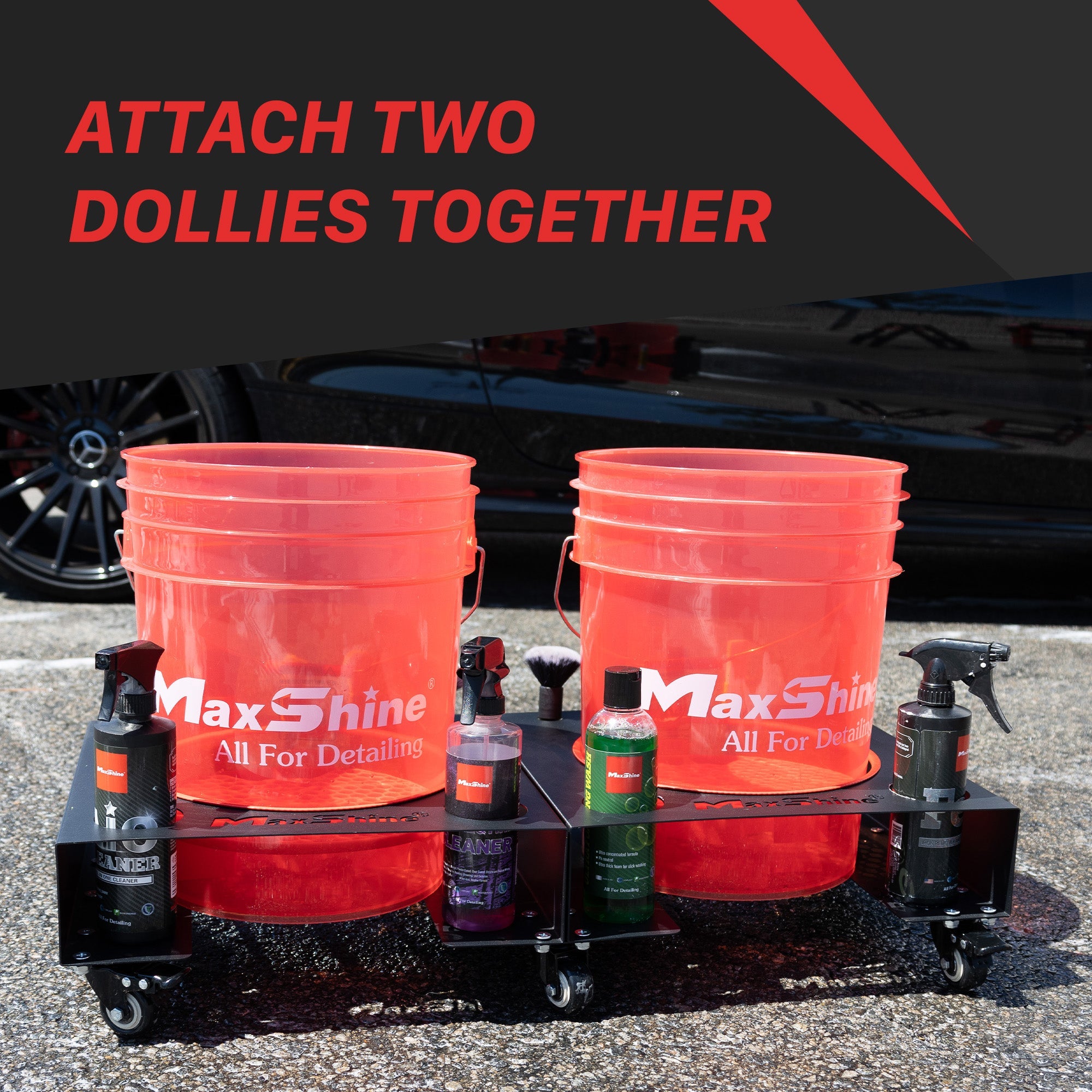 Detailing Bucket Dolly This detailing bucket dolly is a must-have for any car enthusiast. It easily holds most standard buckets and features two locking