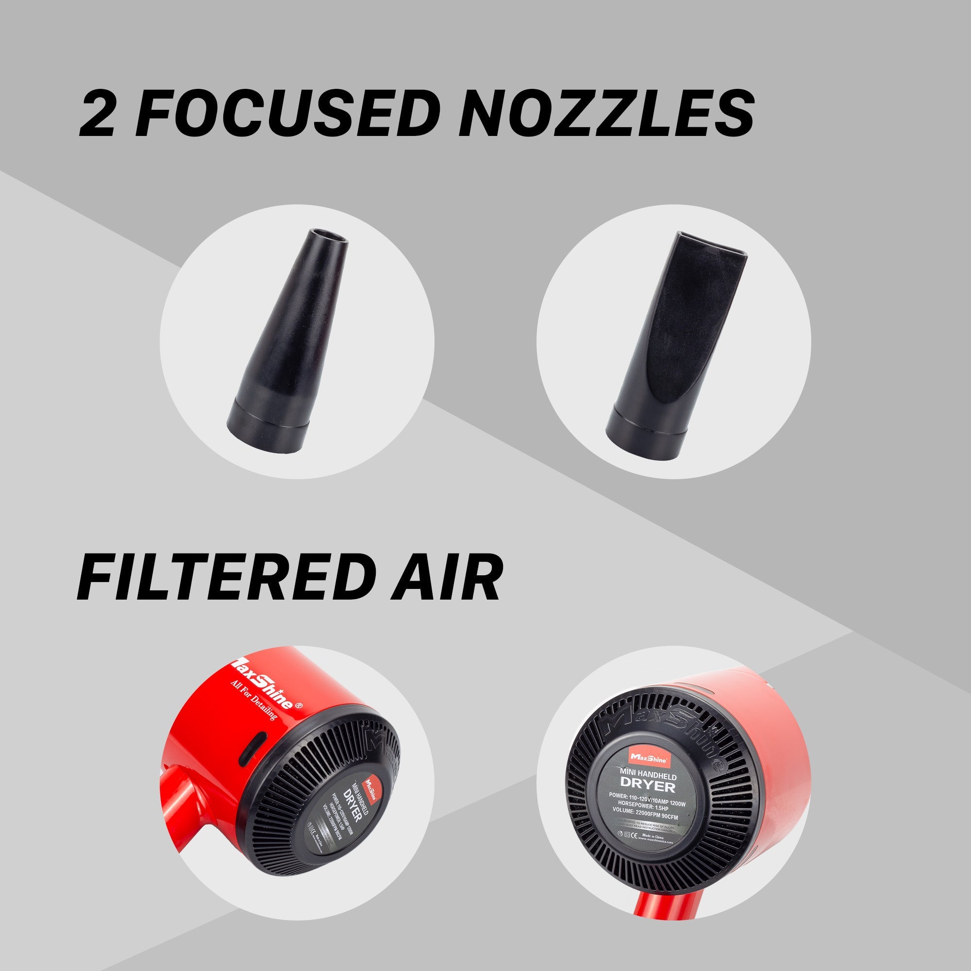 Handheld Dryer For Car - Powerful Air Flow, Filtered Air, Long Power Cord for Extensive Reach The Handheld Dryer enhances car detailing, providing convenience