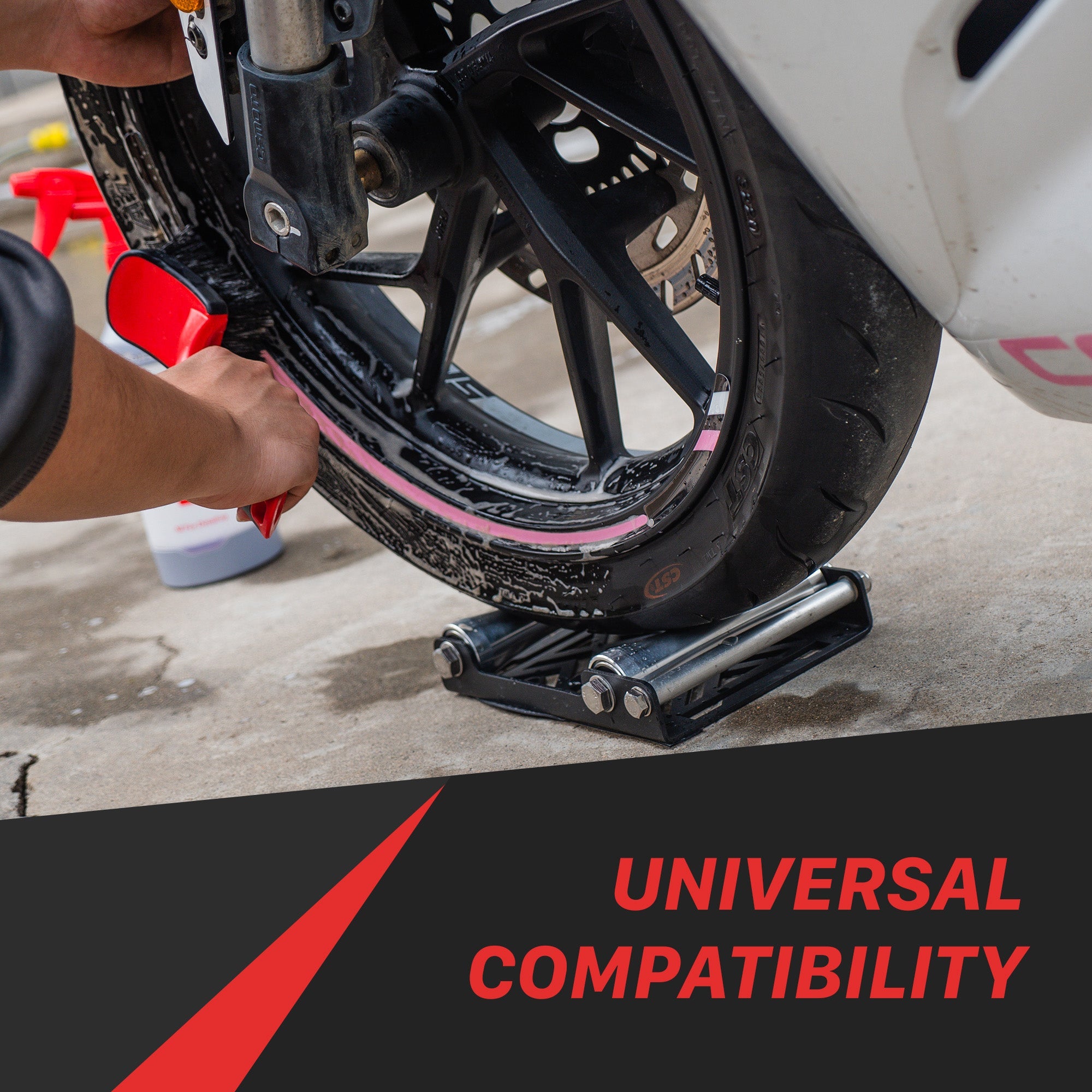 Motorcycle Stand Wheel Roller The Motorcycle Stand Wheel Roller provides the ultimate convenience in motorcycle maintenance. Designed for solo operation, it