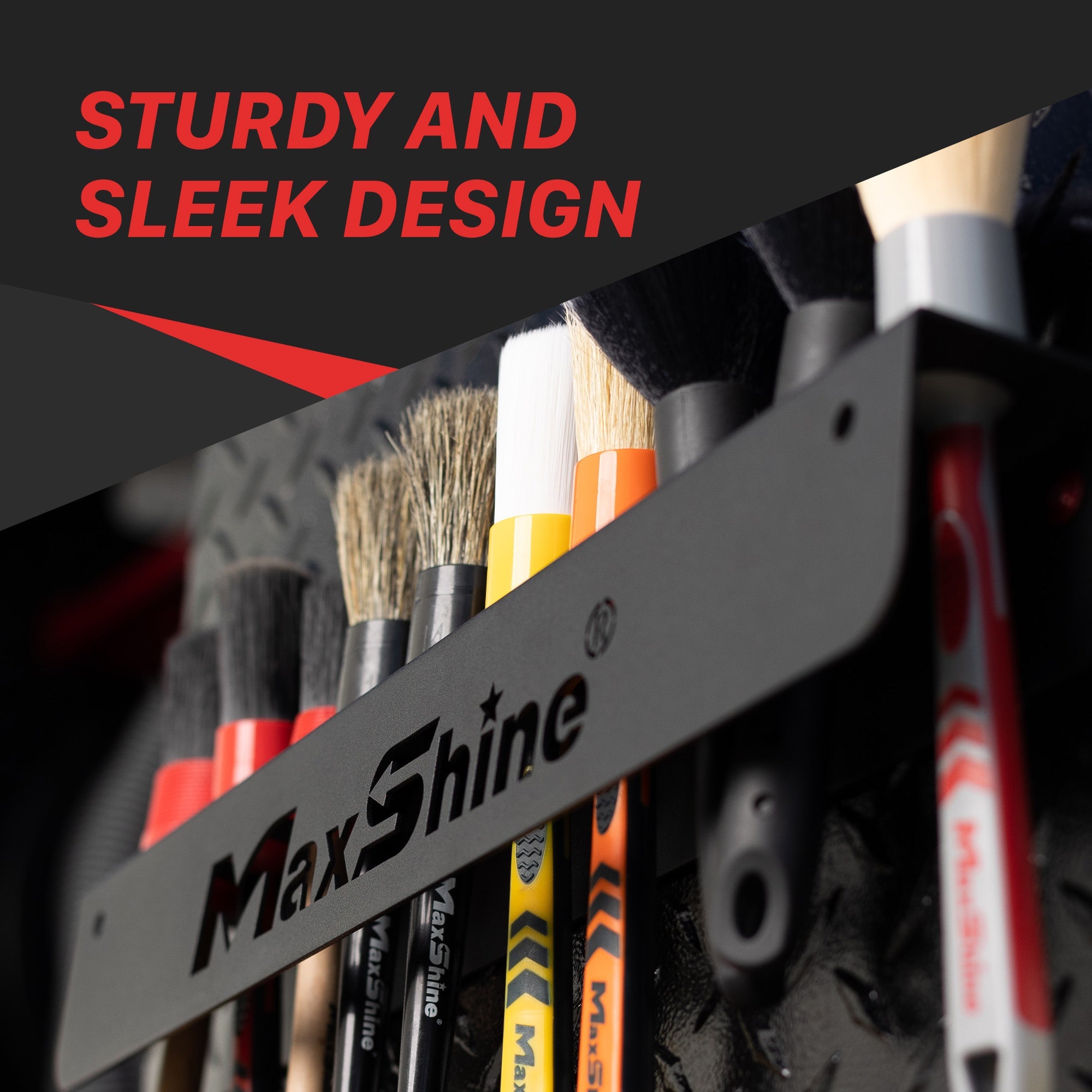 Car Detailing Brush Holder The car detailing brush holder accommodates 10 detailing brushes, providing an excellent solution for organizing brushes. This