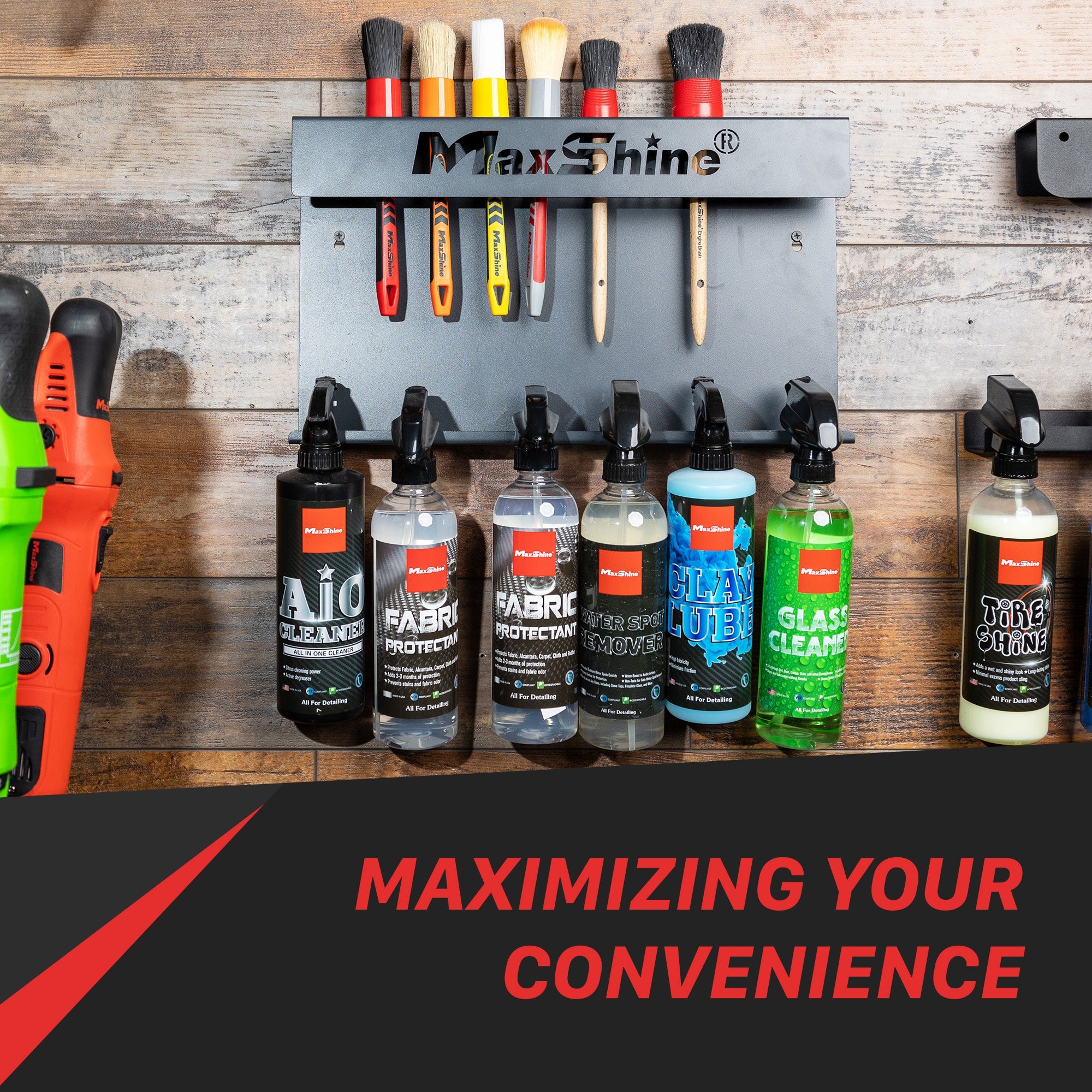 Maxshine Wall Mount Tool Holder | Brush and Trigger Bottle Holder - detail shot 7
