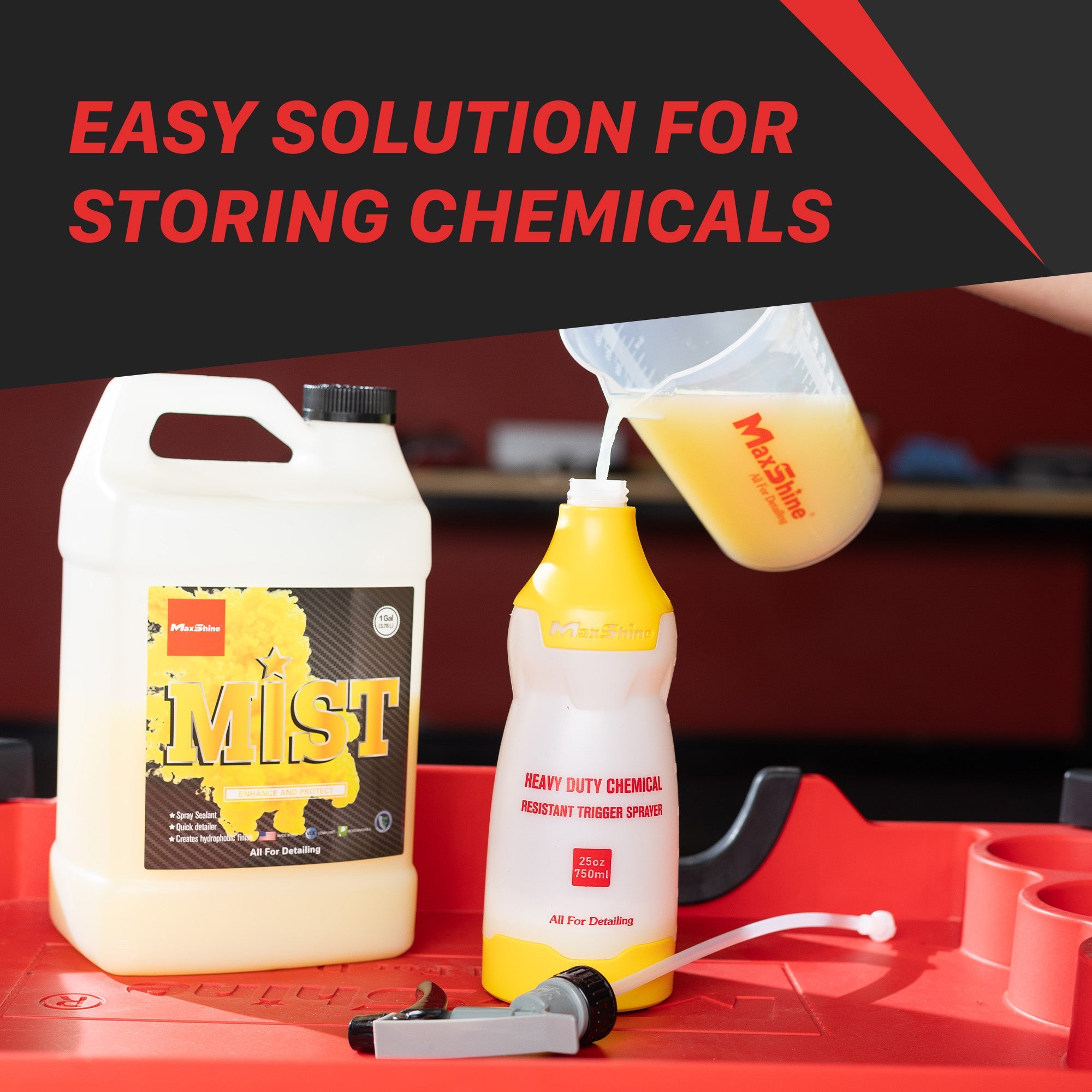 The Spray Bottle Works Perfectly With Detailing Chemicals. The heavy-duty spray bottle works perfectly with detailing chemical compounds. Are you tired of
