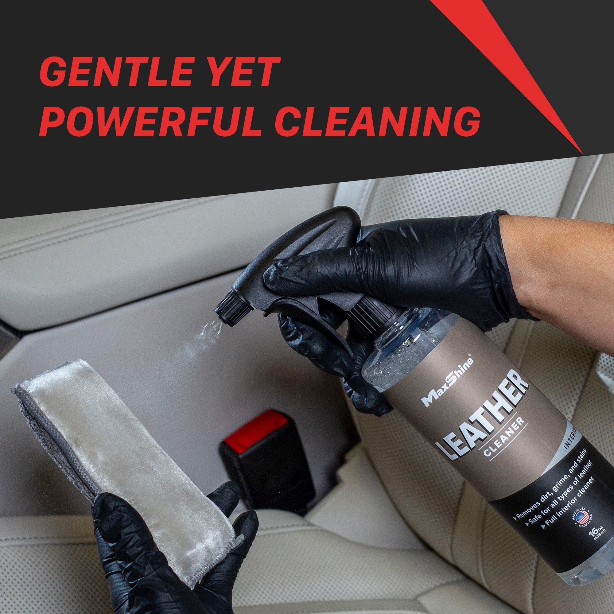 Leather Cleaner Car Interior Cleaner and Protectant Ditch harsh chemicals that crack and fade! Leather Cleaner gently deep cleans dirt and stains from leather