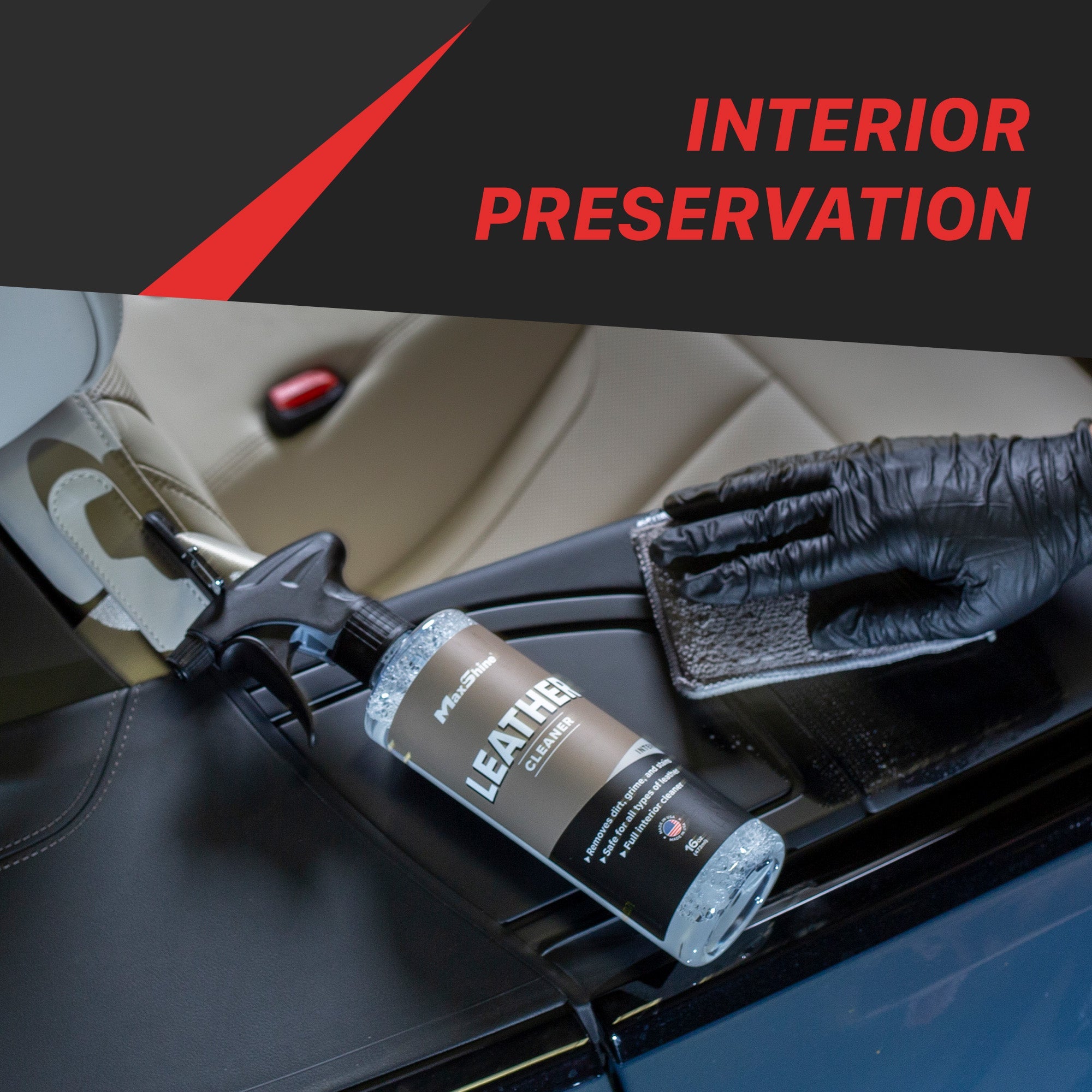 Leather Cleaner Car Interior Cleaner and Protectant Ditch harsh chemicals that crack and fade! Leather Cleaner gently deep cleans dirt and stains from leather
