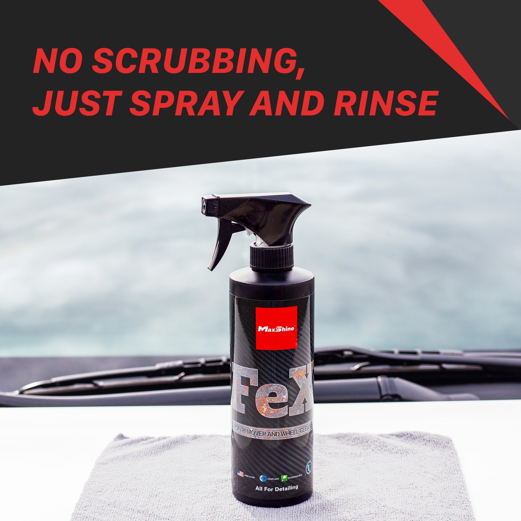 Maxshine Wheel Cleaner | FeX Iron Remover - 16oz - detail shot 7