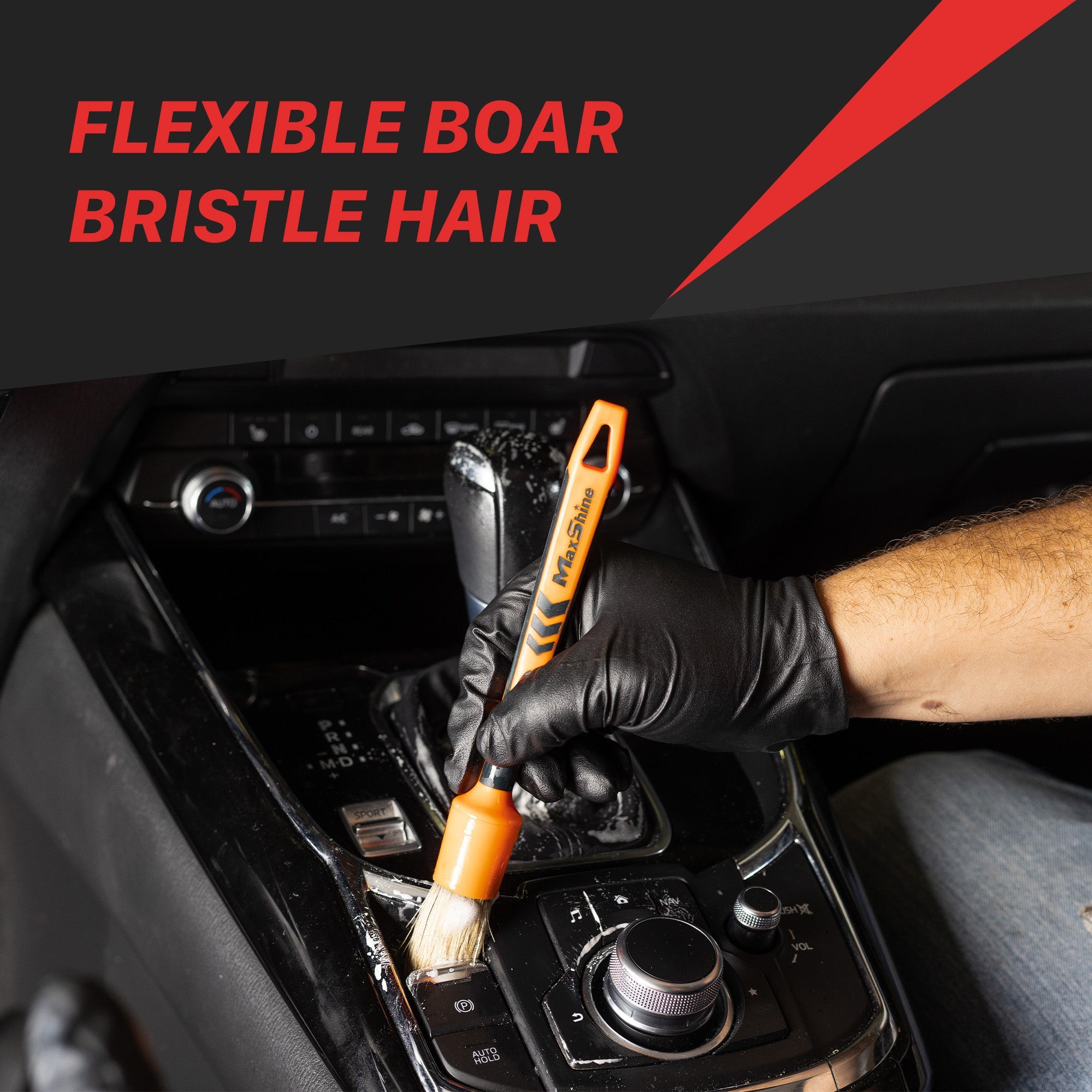 Boar Hair Brushes The boar hair brushes are tailored for professional car detailing, excelling in cleaning irregular shapes and hard-to-reach small areas such