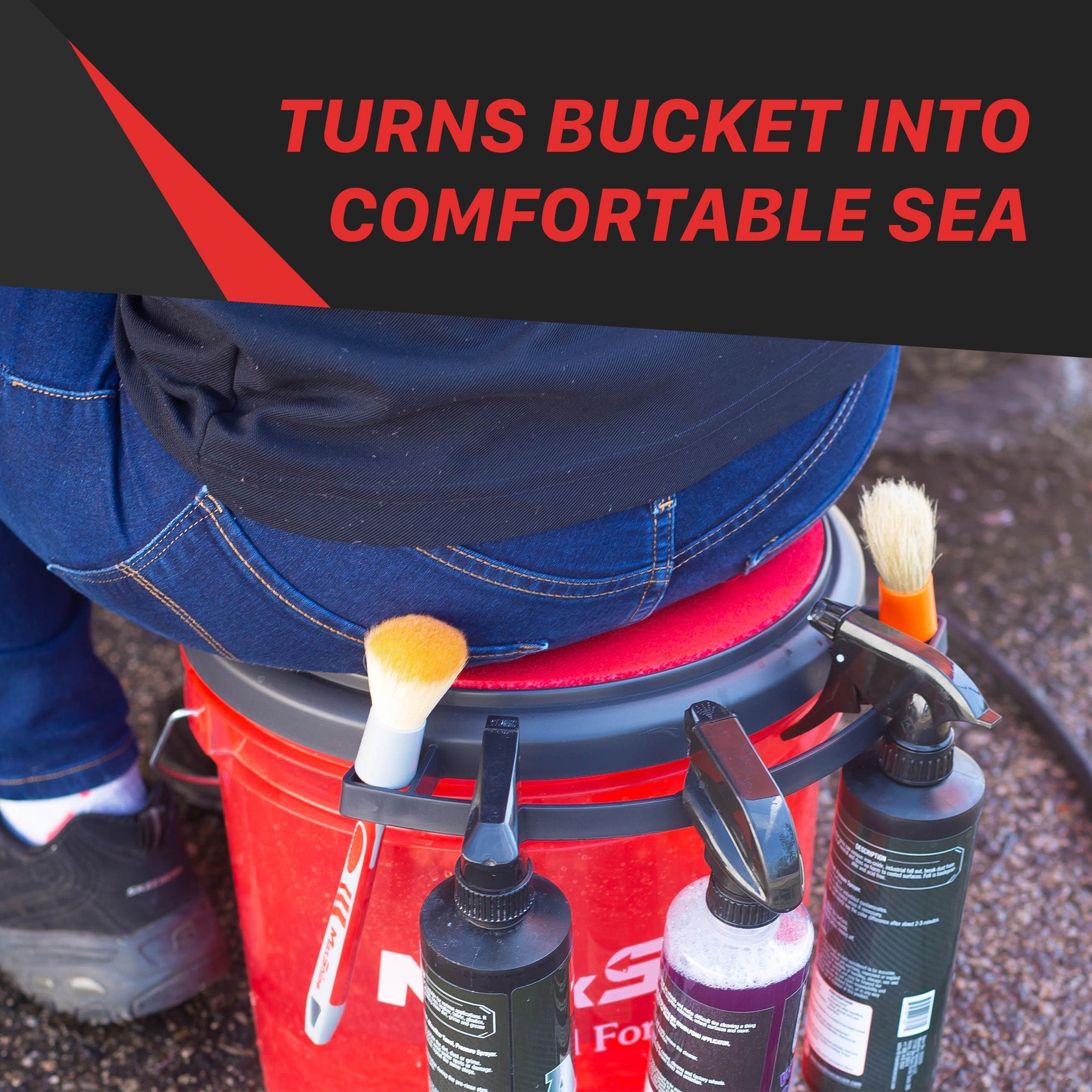 The Bucket Lid Seat – Multifunctional Bucket Lid The Bucket Lid Seat is a multifunctional accessory designed for convenience during car detailing, fitting any