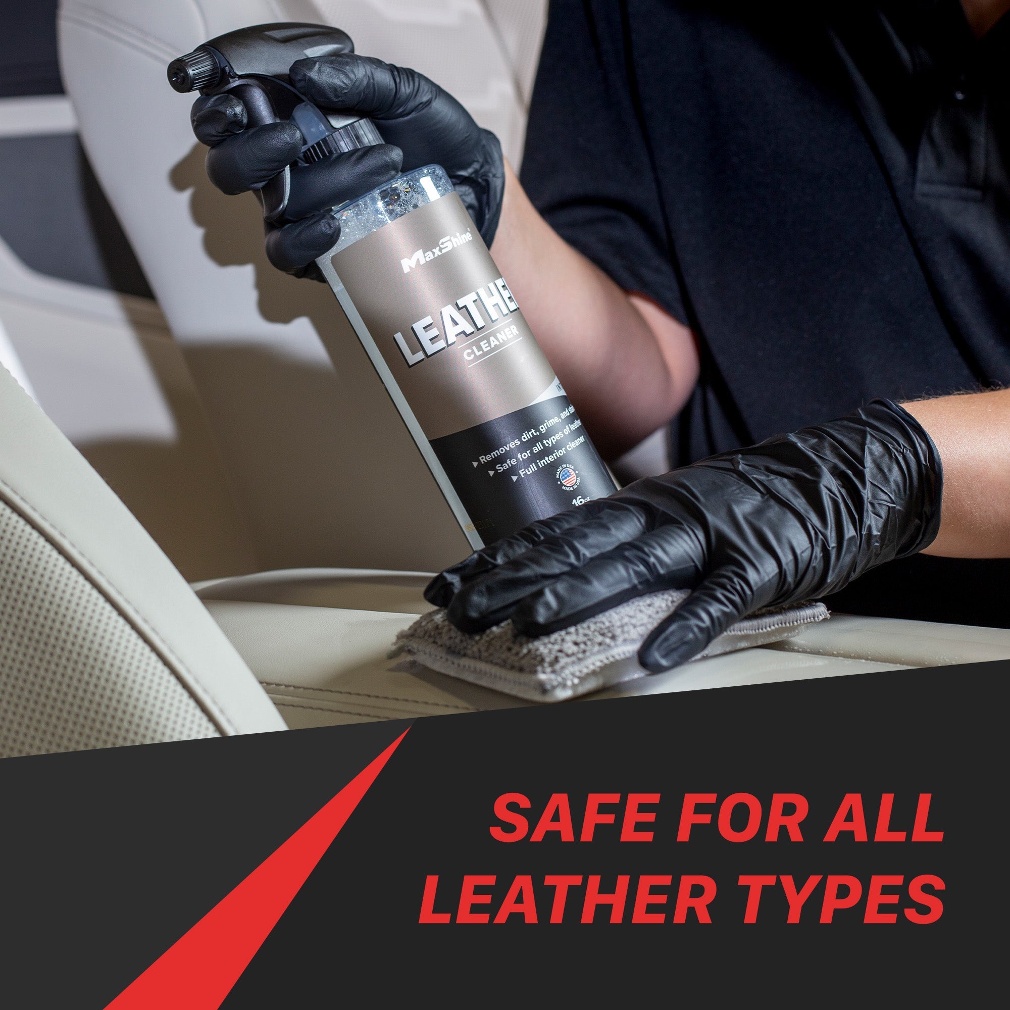 Leather Cleaner Car Interior Cleaner and Protectant Ditch harsh chemicals that crack and fade! Leather Cleaner gently deep cleans dirt and stains from leather