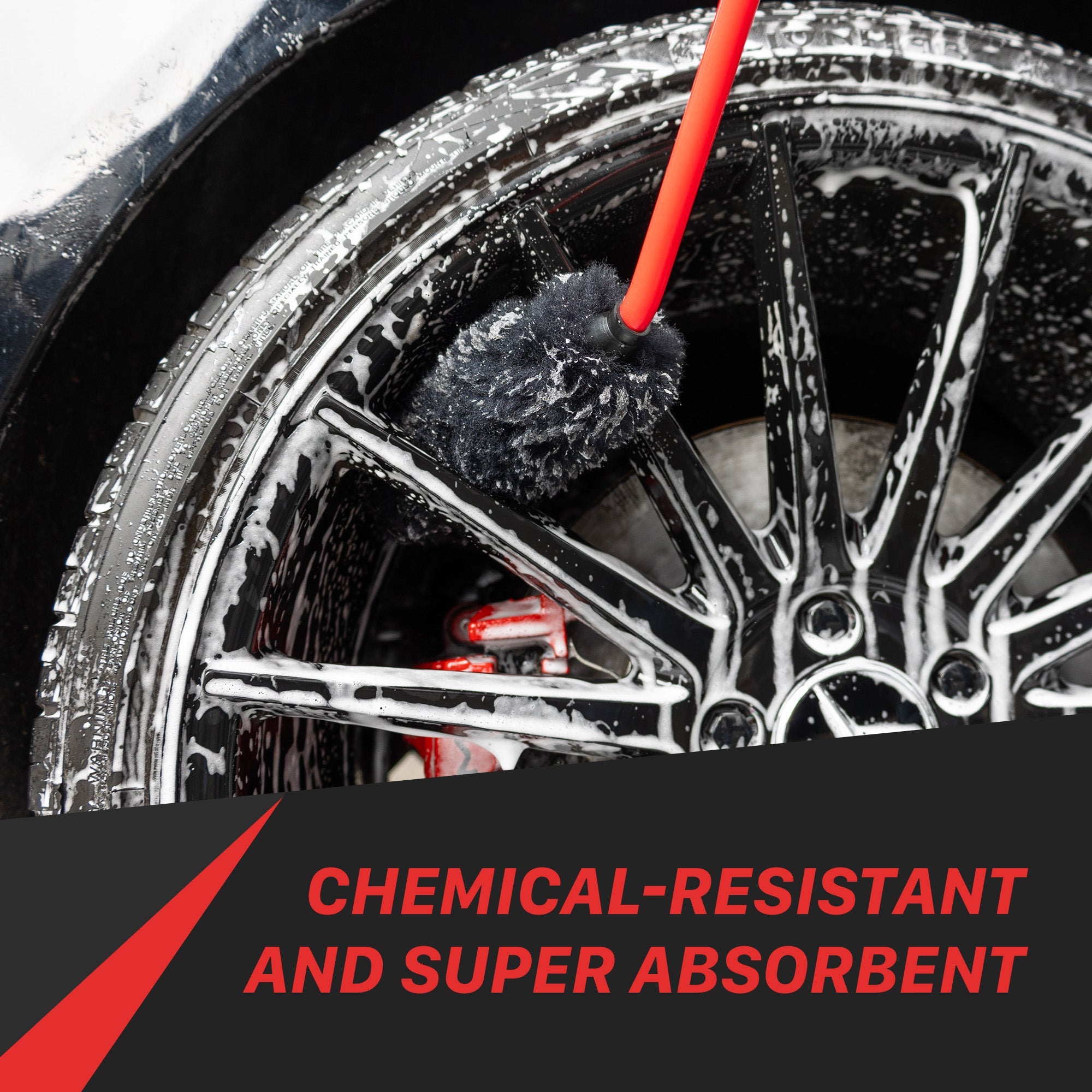 Maxshine EZ Detailing Brushes | Ultimate Wool Wheel Brush – Angled Reach in use - professional detailing application